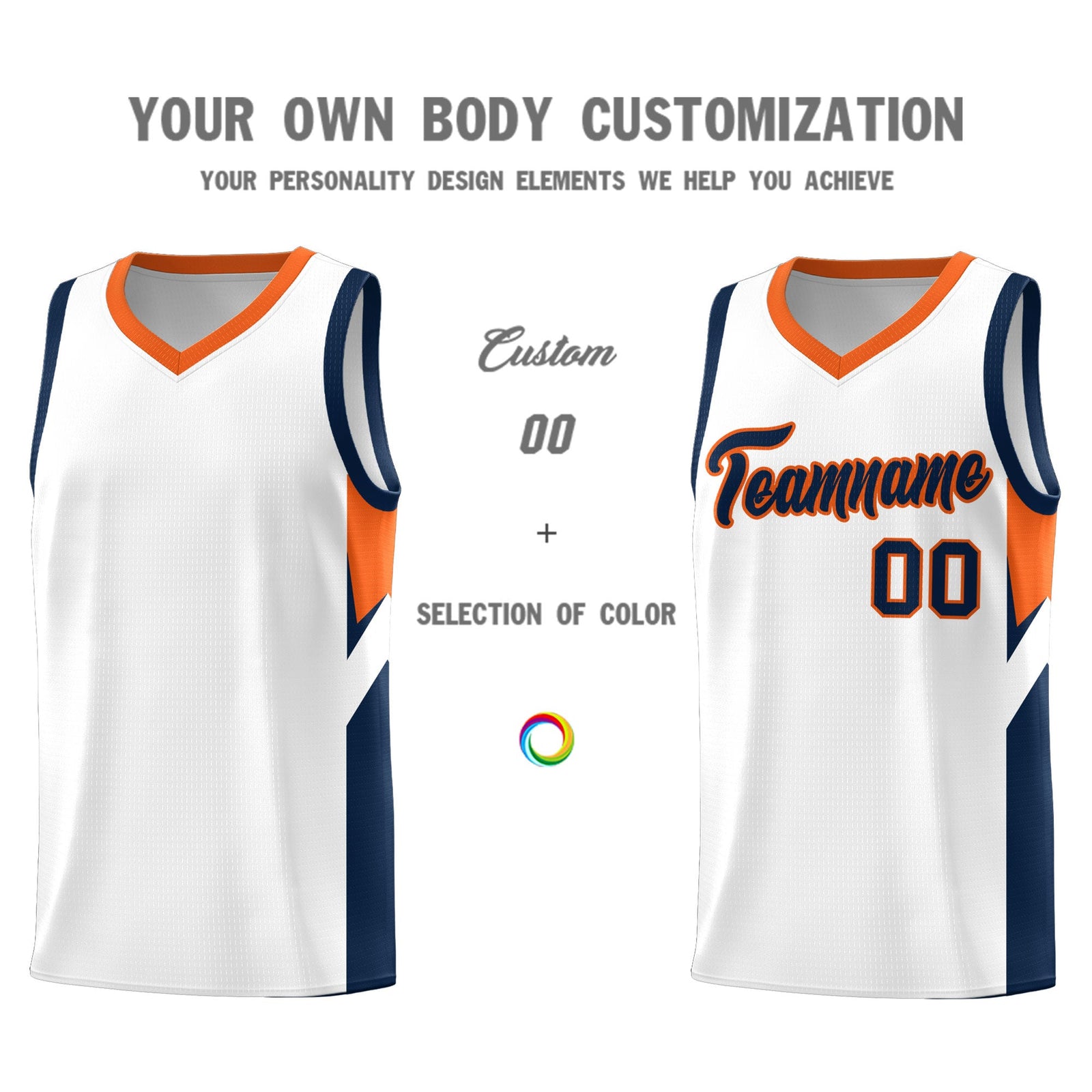 Custom White Orange Side Design Sets Sports Uniform Basketball Jersey