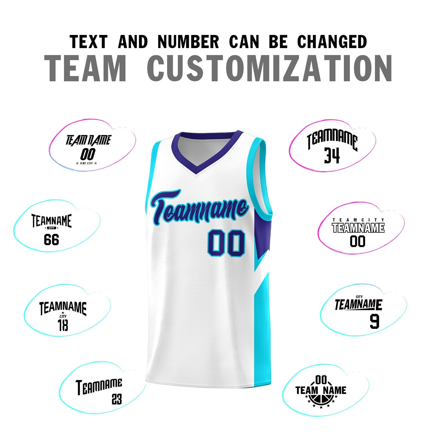 Custom White Royal Side Design Sets Sports Uniform Basketball Jersey