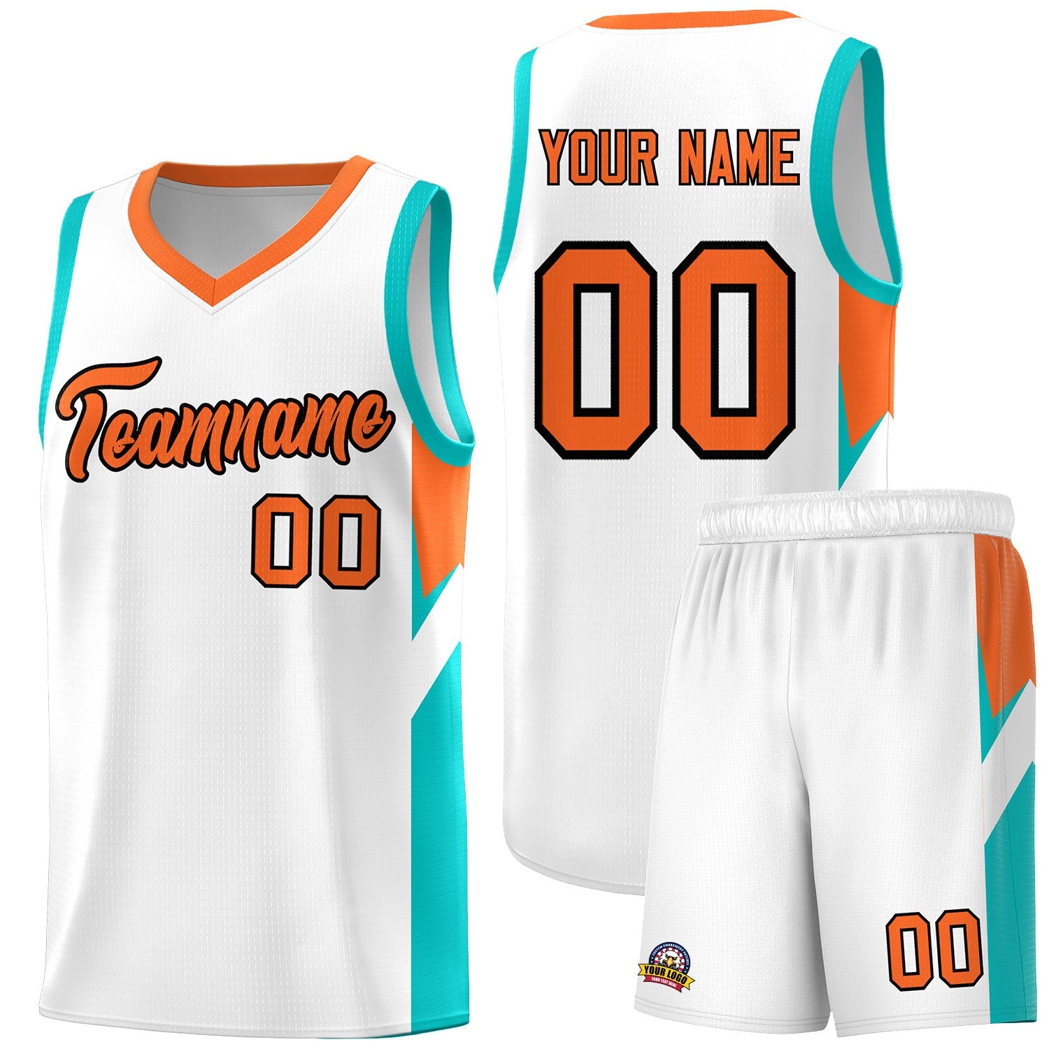 Custom White Orange Side Design Sets Sports Uniform Basketball Jersey
