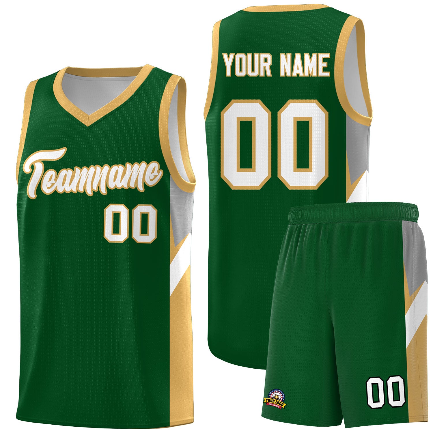 Custom Green Buckskin Brown Side Design Sets Sports Uniform Basketball Jersey