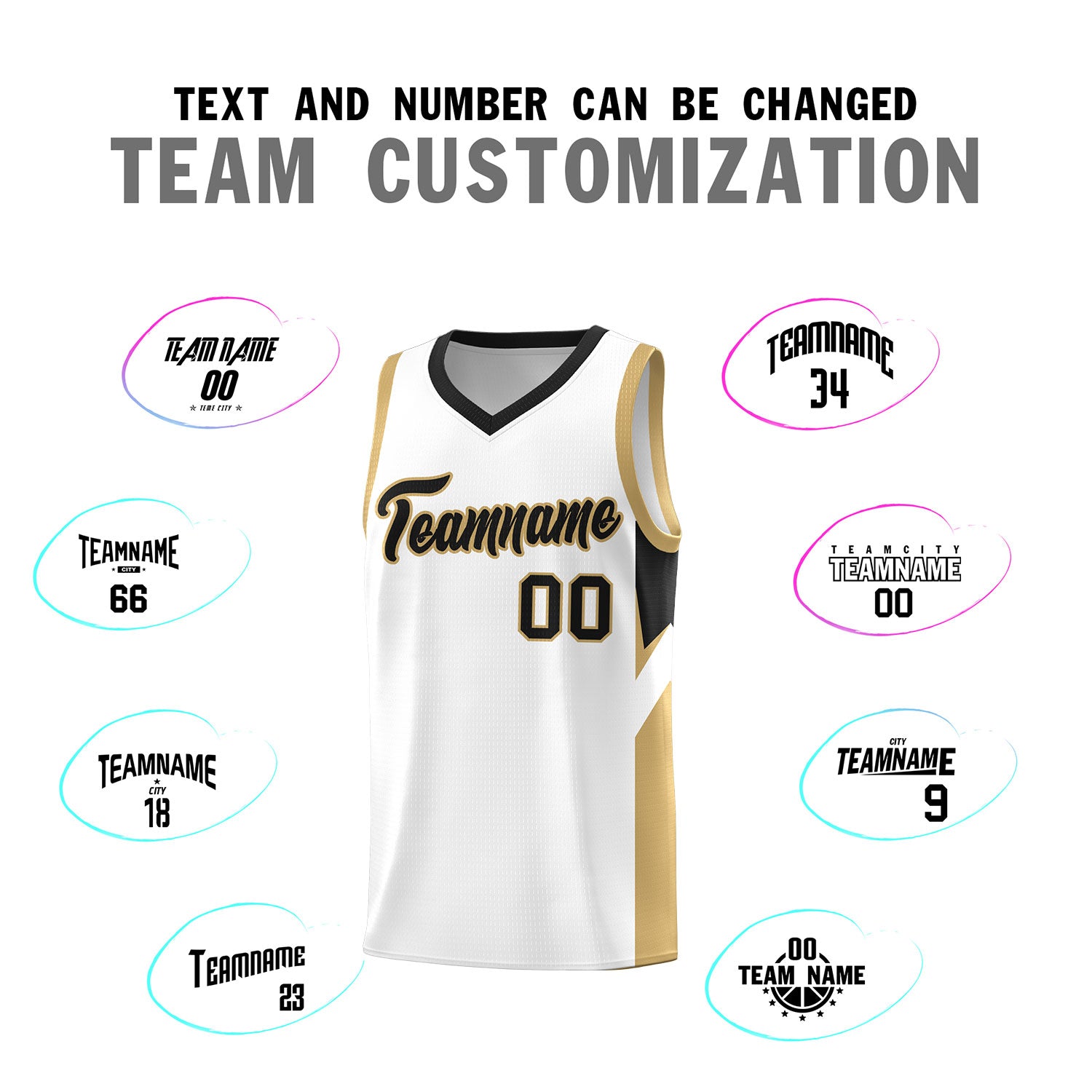 Custom White Black Side Design Sets Sports Uniform Basketball Jersey