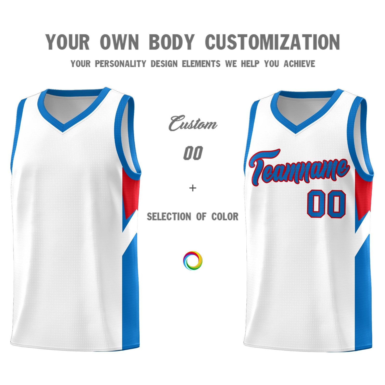 Custom White Royal Side Design Sets Sports Uniform Basketball Jersey