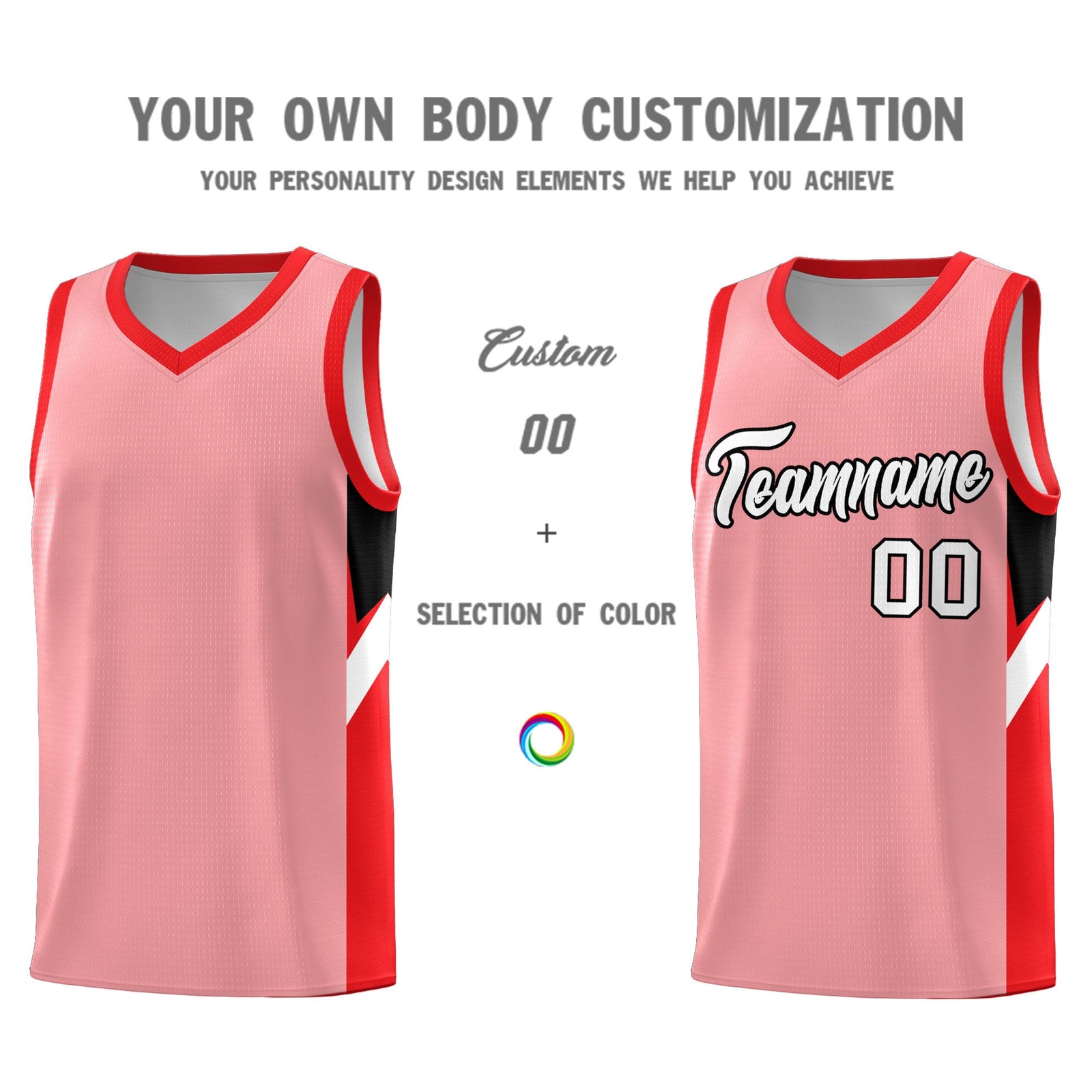 Custom Light Pink Red Side Design Sets Sports Uniform Basketball Jersey