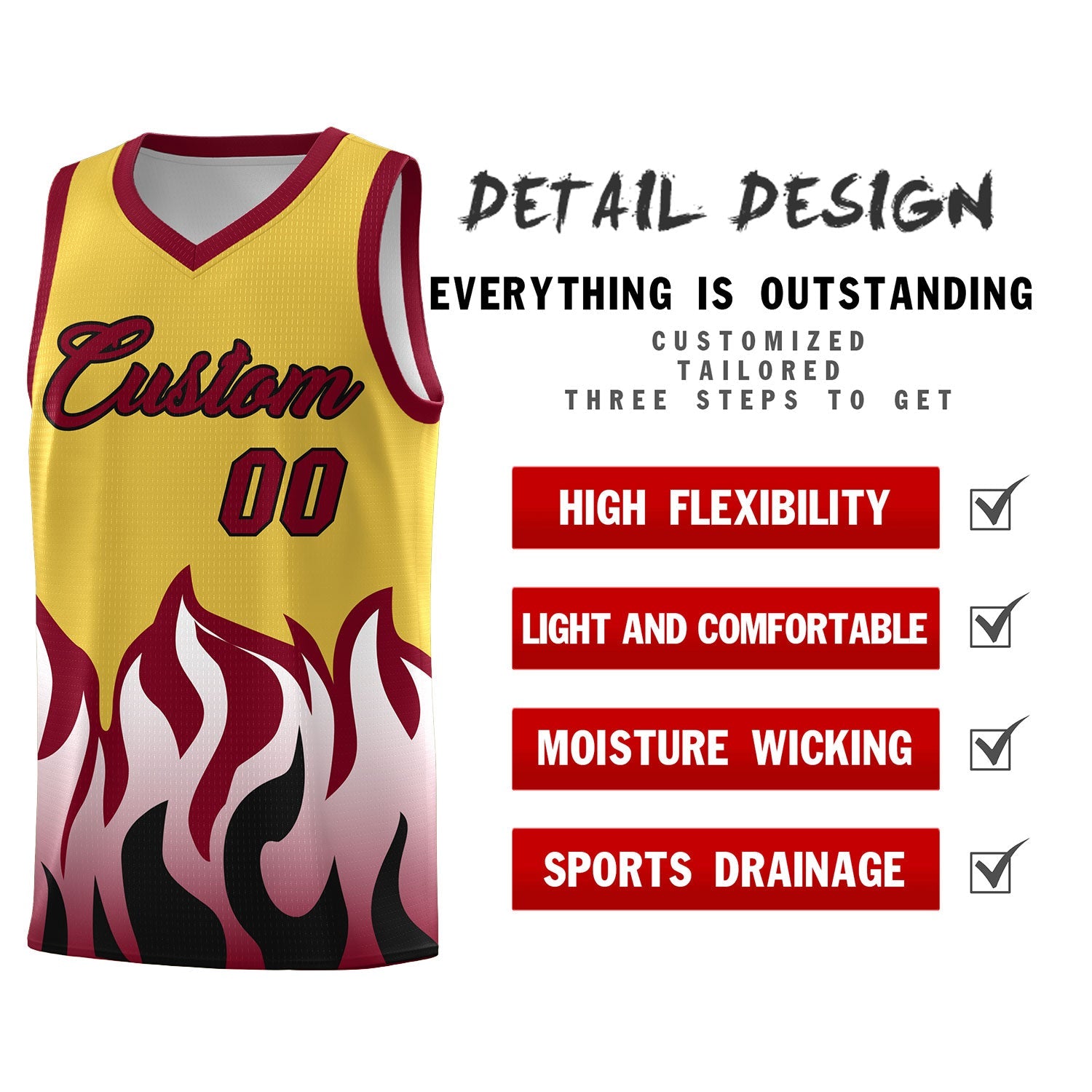 Custom Purple Crimson Hem Flame Pattern Fashion Sports Uniform Basketball Kits