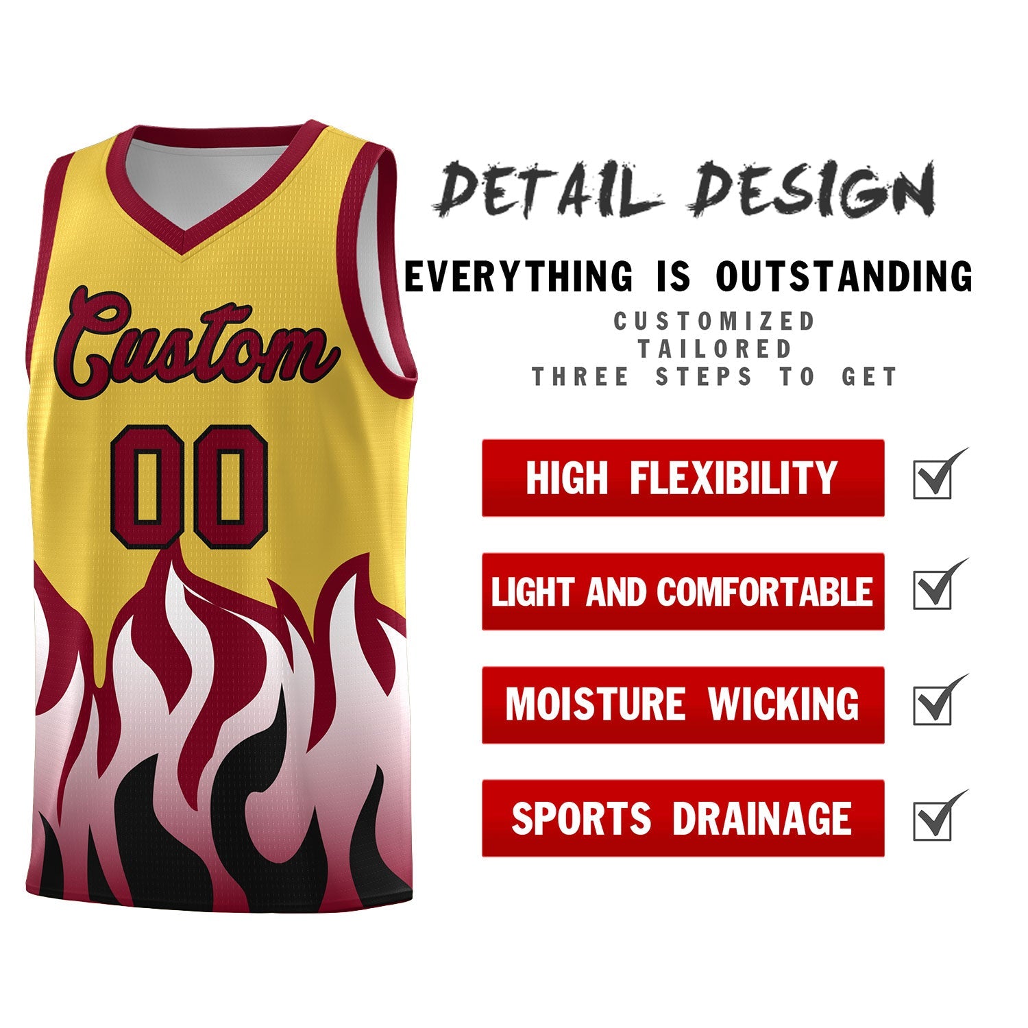 Custom Purple Crimson Hem Flame Pattern Fashion Sports Uniform Basketball Kits