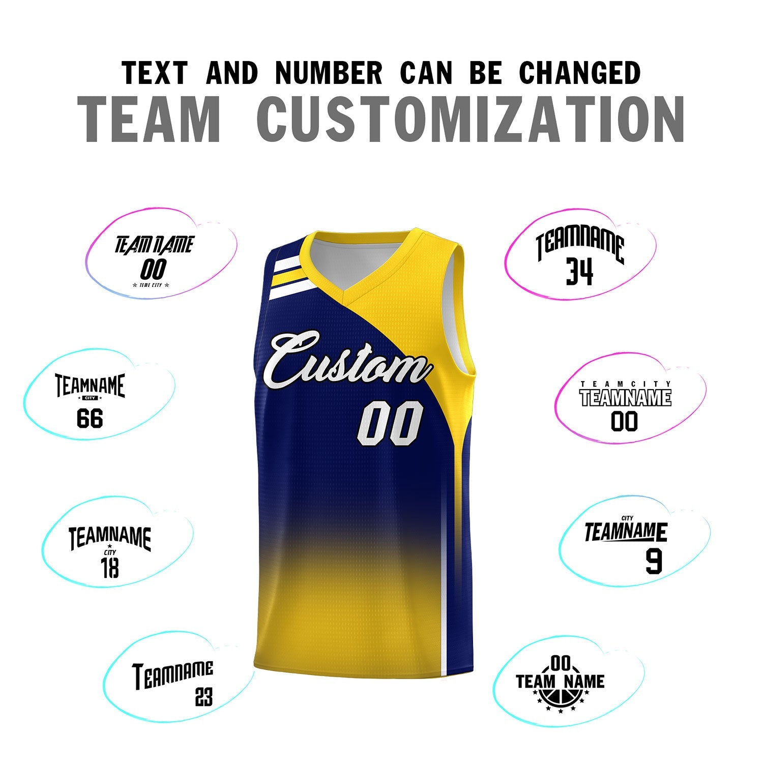 Custom Navy Gold Gradient Fashion Sets Sports Uniform Basketball Jersey