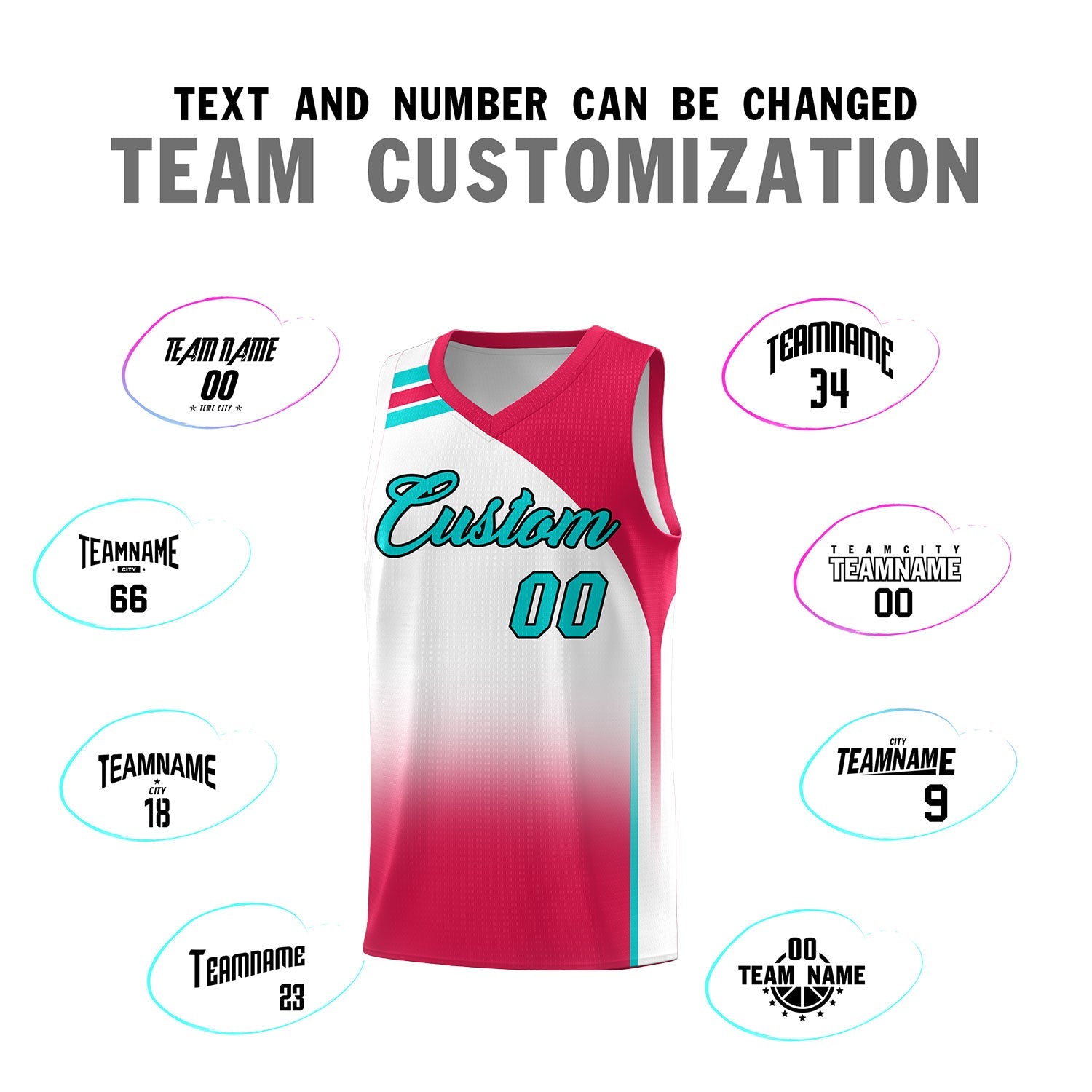 Custom White Red Gradient Fashion Sets Sports Uniform Basketball Jersey