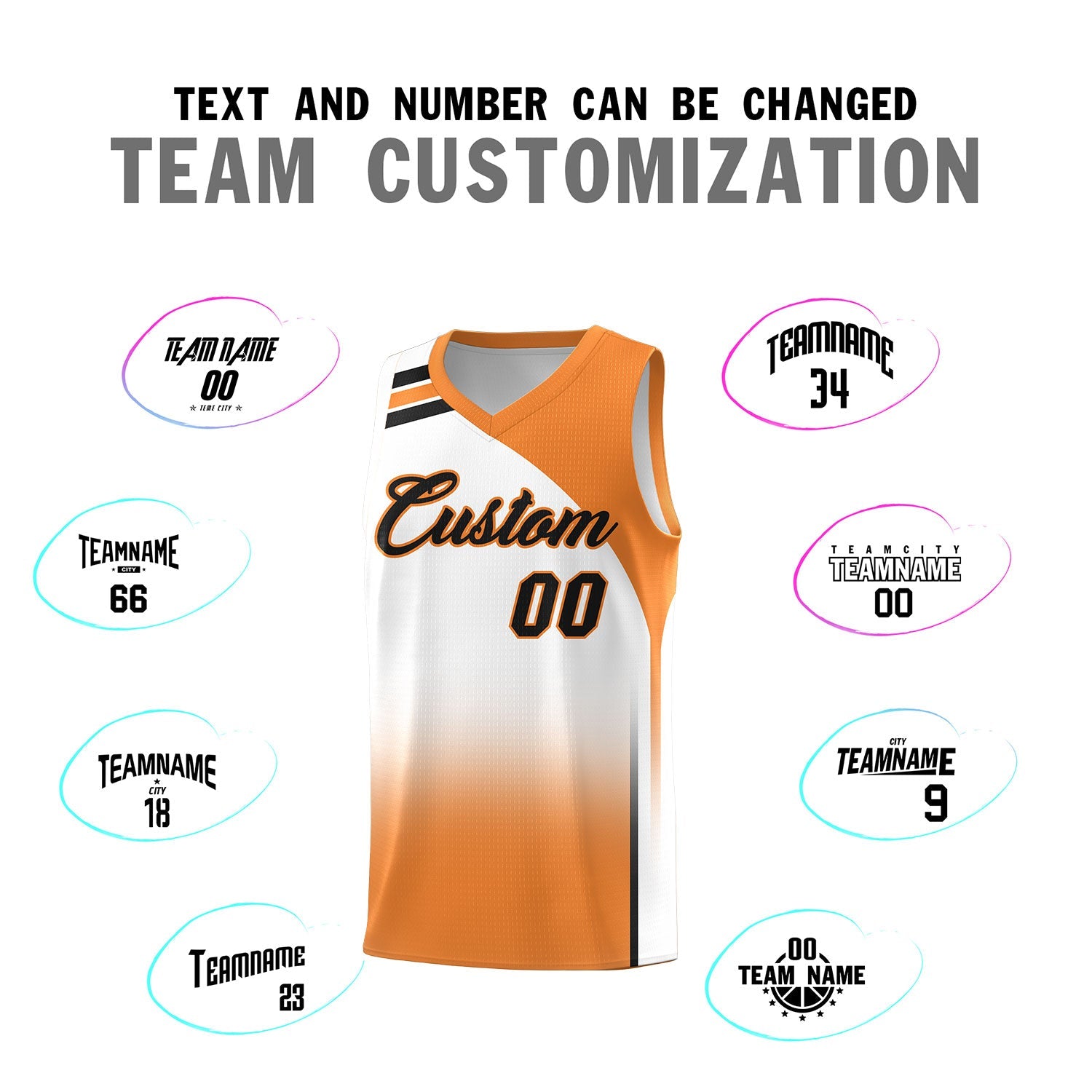 Custom White Gold Orange Gradient Fashion Sets Sports Uniform Basketball Jersey