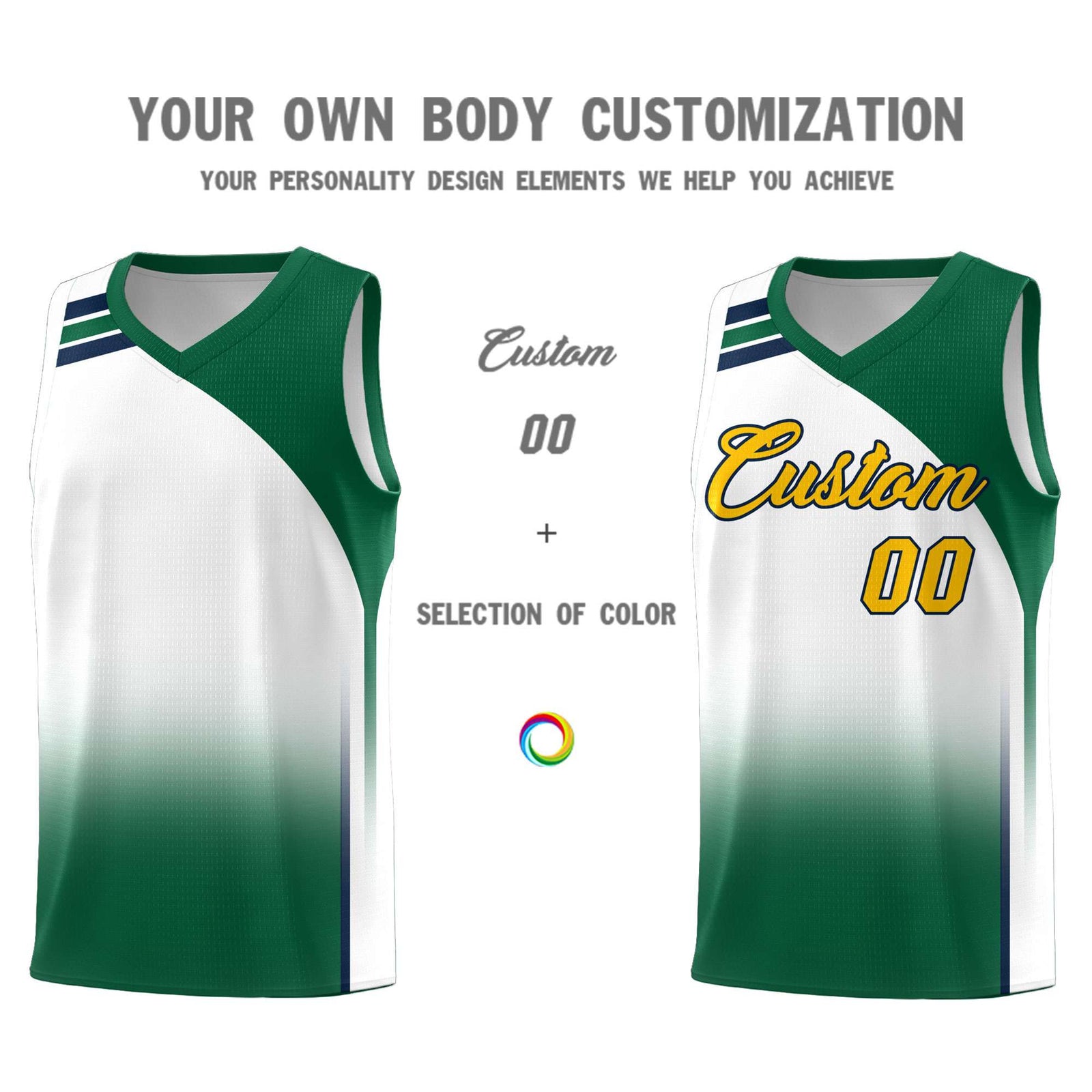 Custom White Kelly Green Gradient Fashion Sets Sports Uniform Basketball Jersey