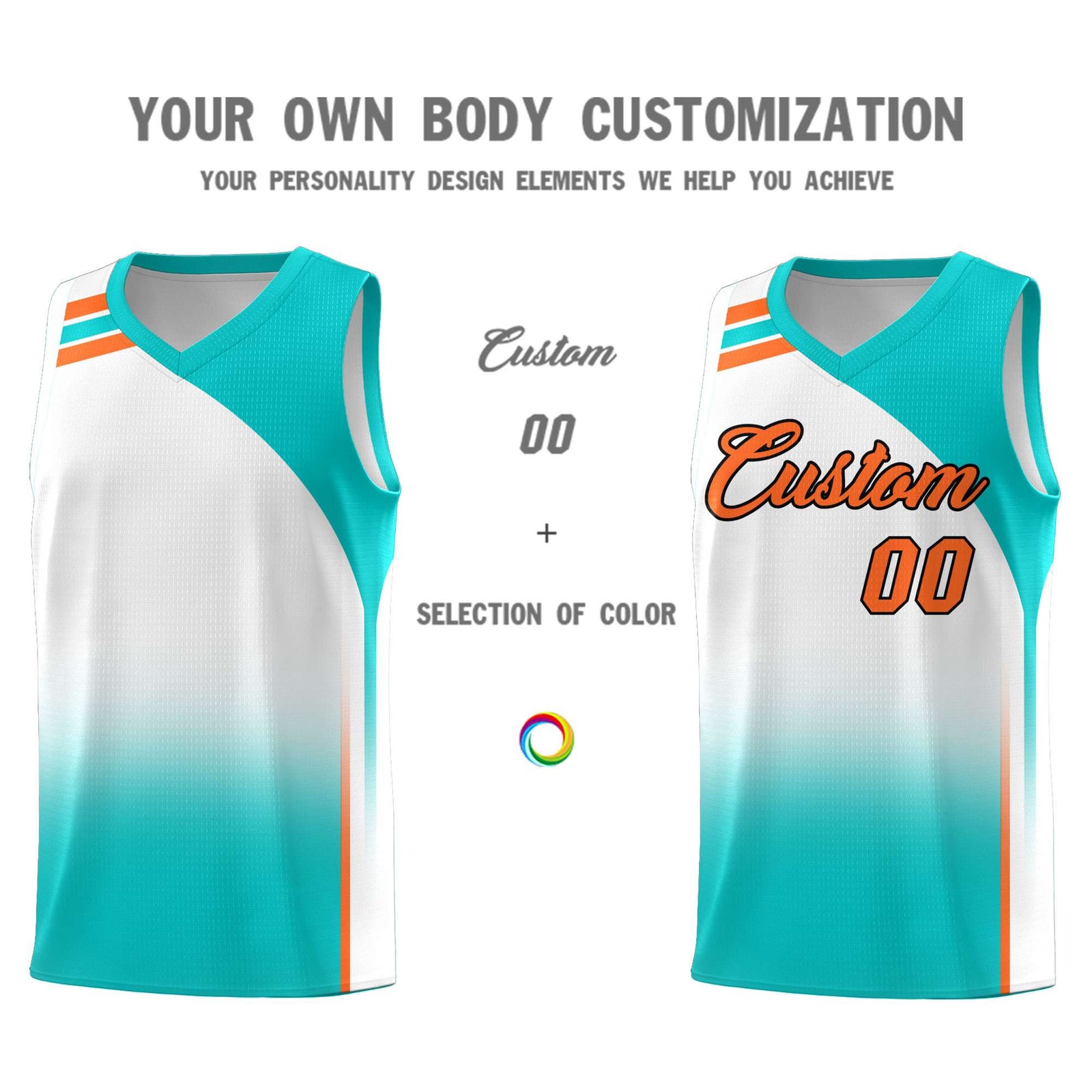 Custom White Aqua Gradient Fashion Sets Sports Uniform Basketball Jersey