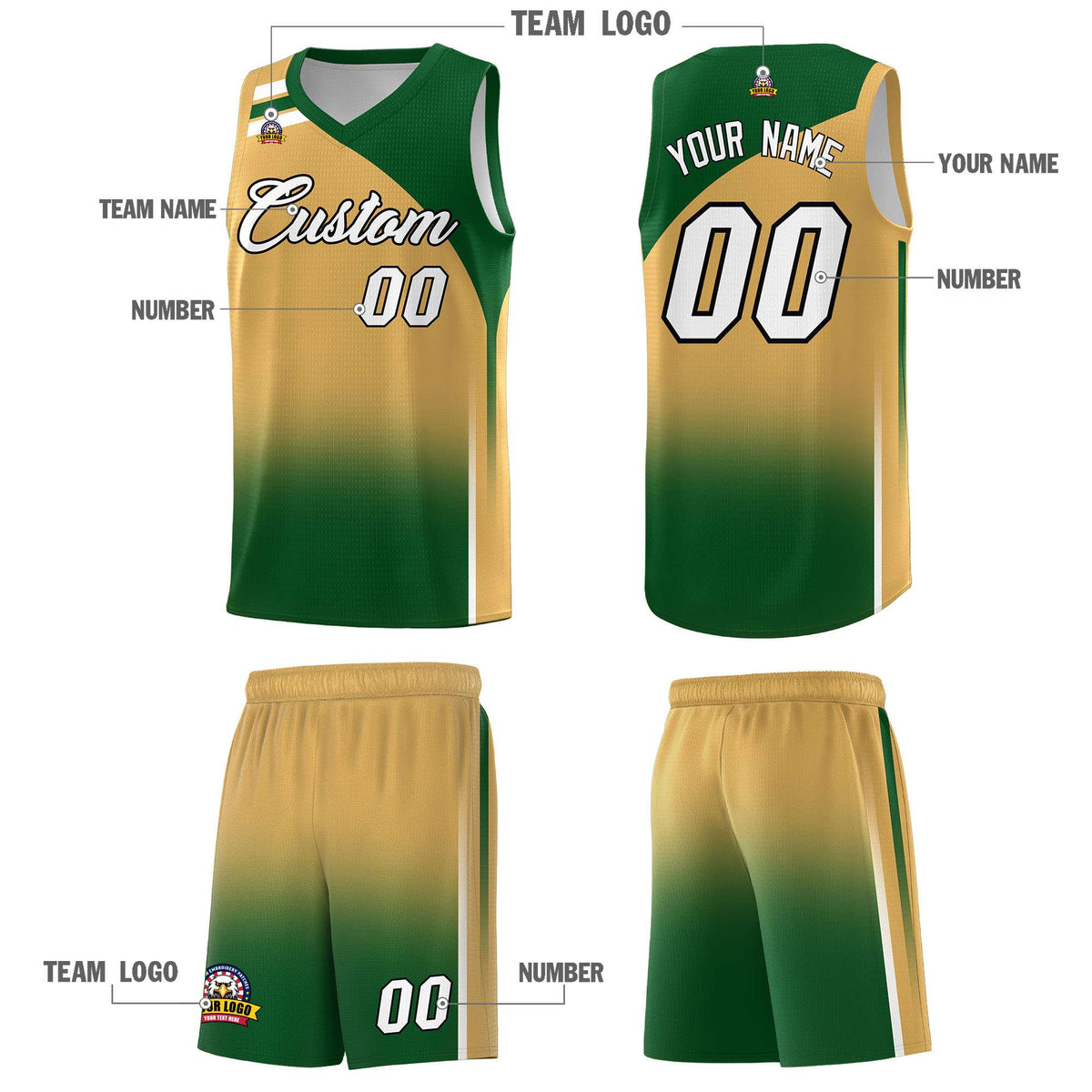 Custom Buckskin Brown Teal Gradient Fashion Sets Sports Uniform Basketball Jersey