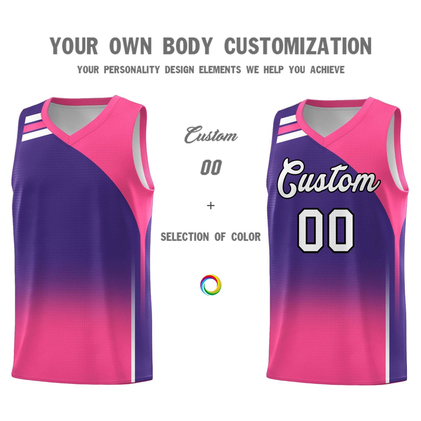Custom Purple Pink Gradient Fashion Sets Sports Uniform Basketball Jersey