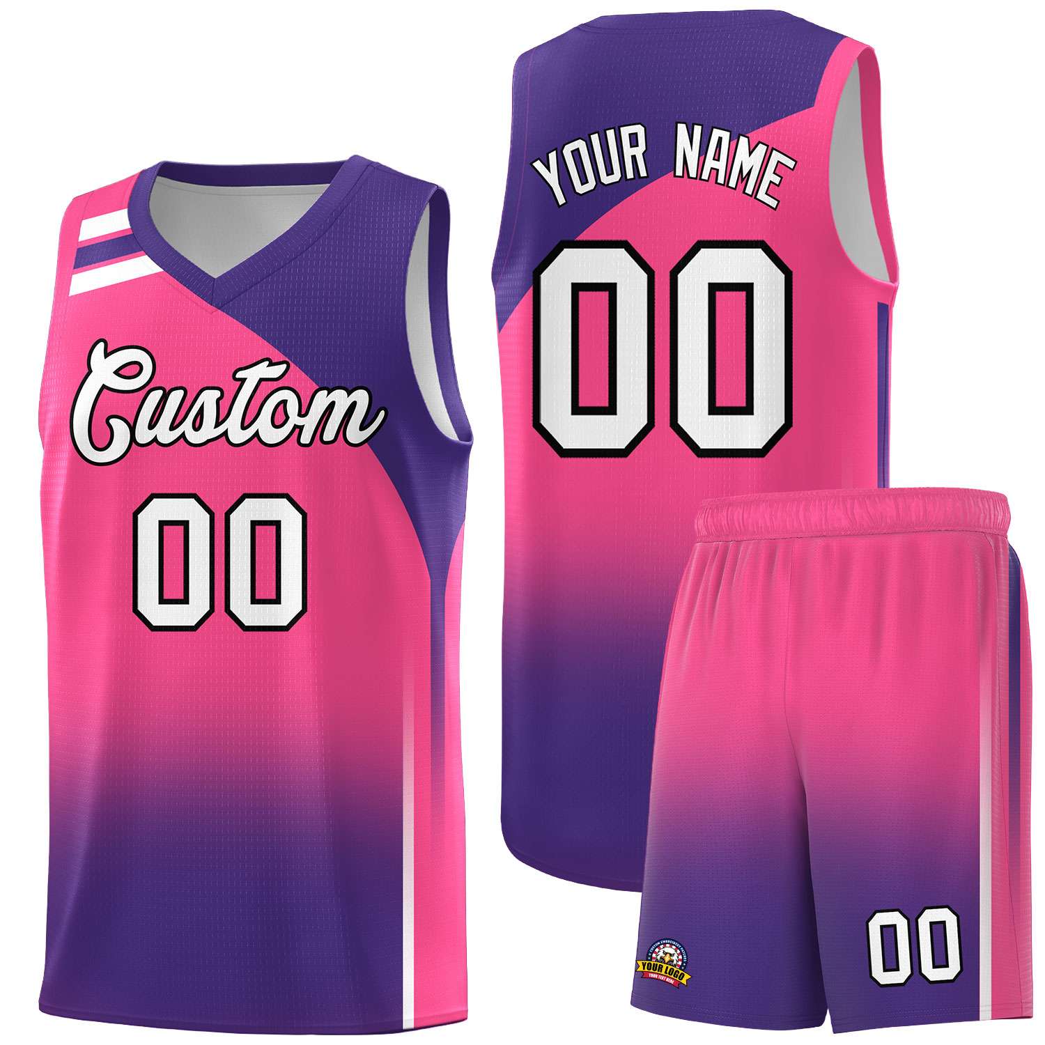 Custom Pink Purple Gradient Fashion Sets Sports Uniform Basketball Jersey