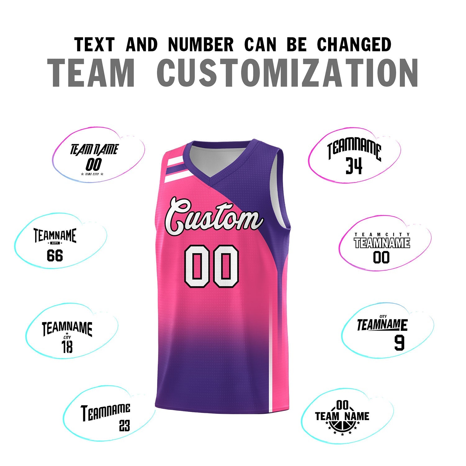 Custom Pink Purple Gradient Fashion Sets Sports Uniform Basketball Jersey