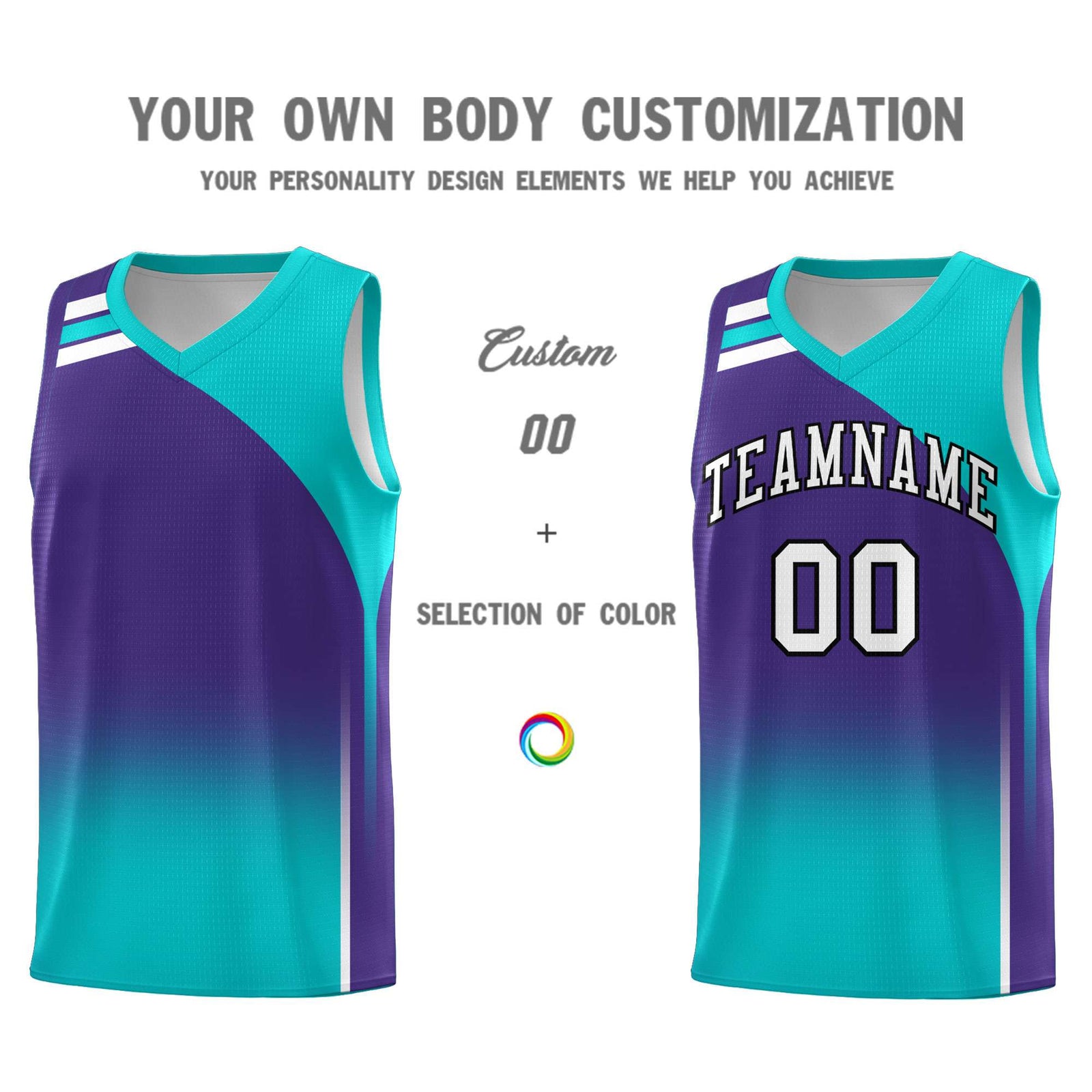 Custom Purple Aqua Gradient Fashion Sets Sports Uniform Basketball Jersey