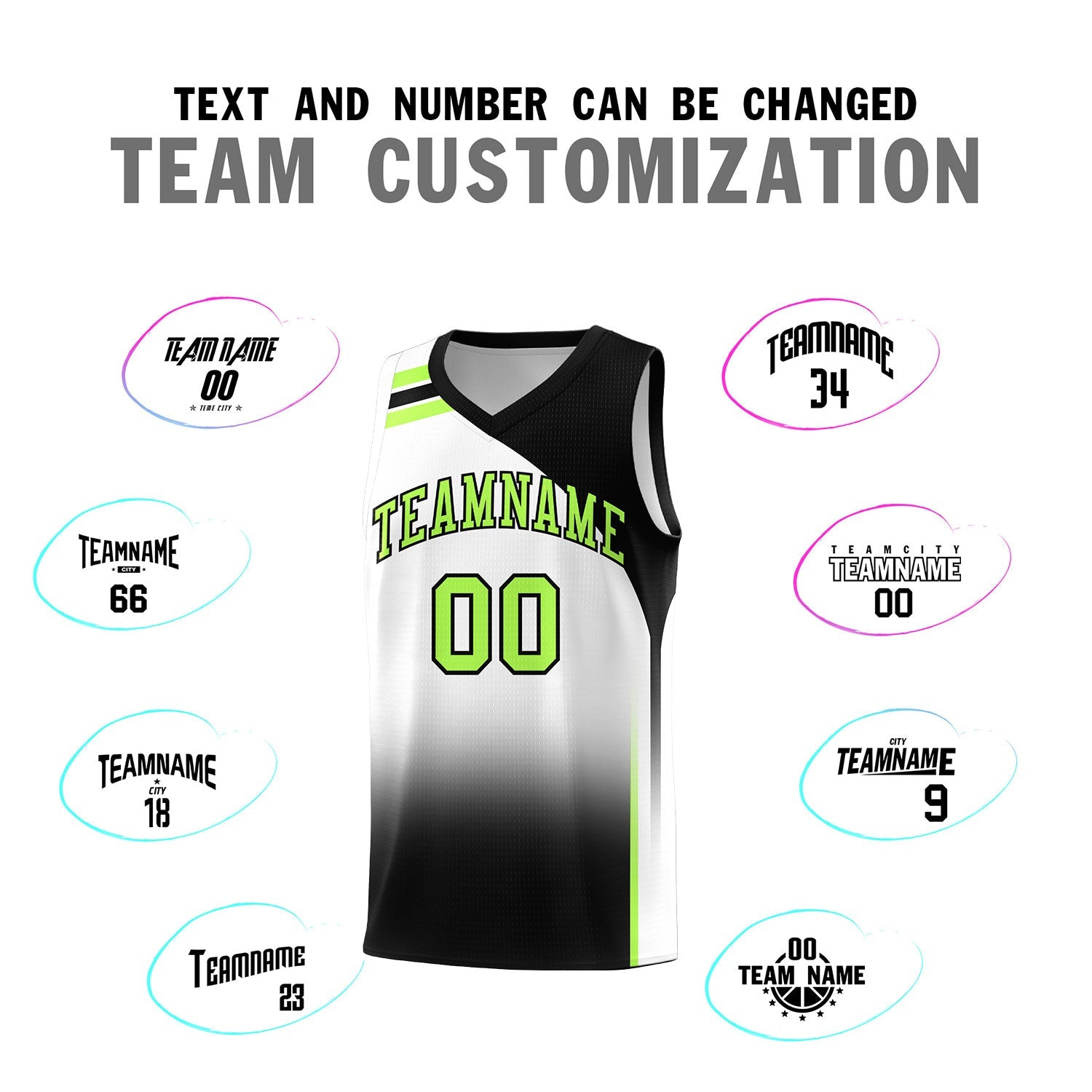 Custom White Black Gradient Fashion Sets Sports Uniform Basketball Jersey