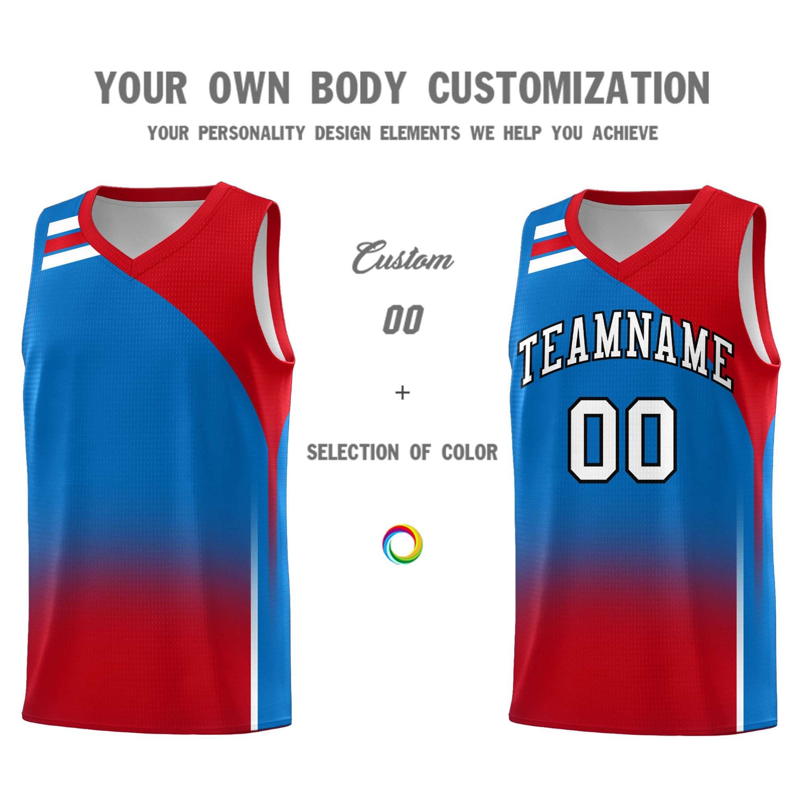 Custom Royal Red Gradient Fashion Sets Sports Uniform Basketball Jersey