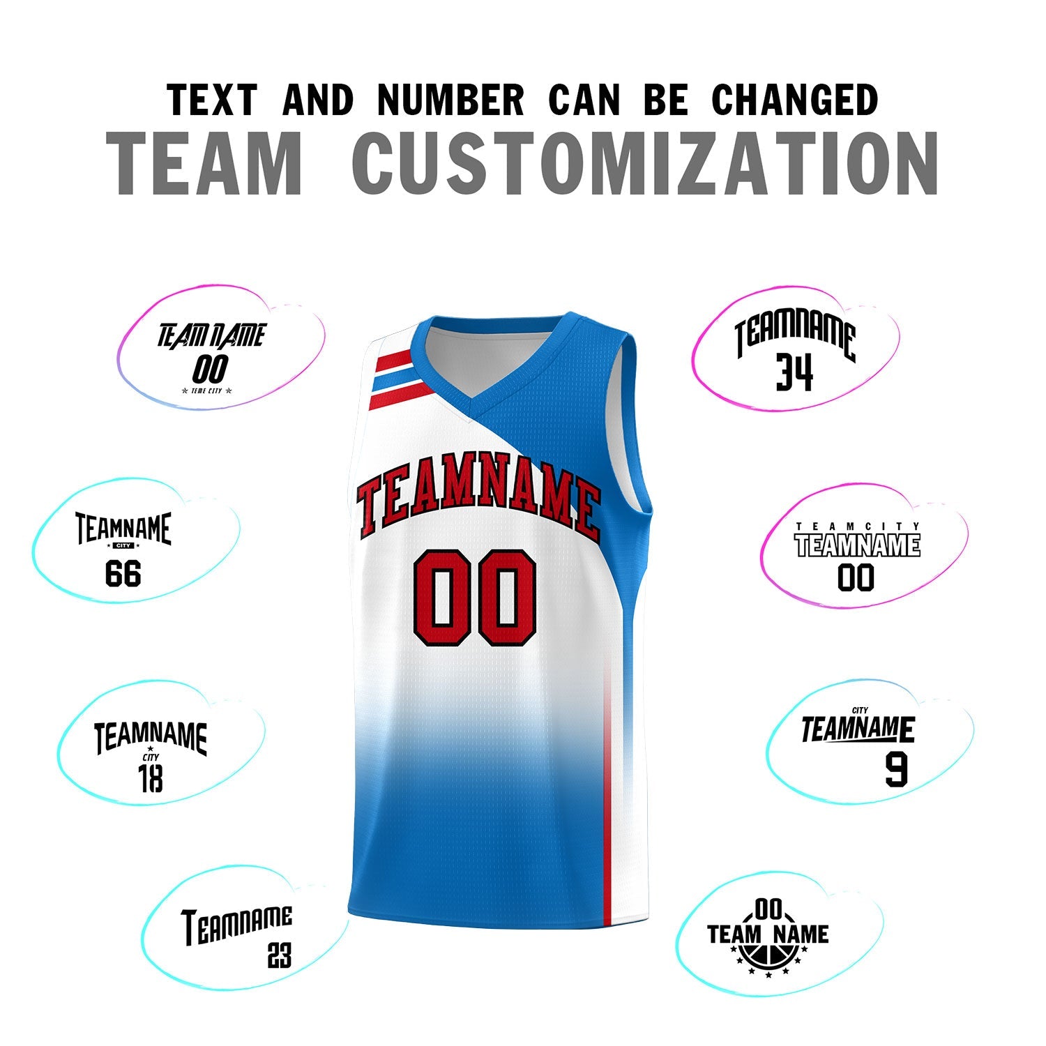 Custom White Royal Gradient Fashion Sets Sports Uniform Basketball Jersey