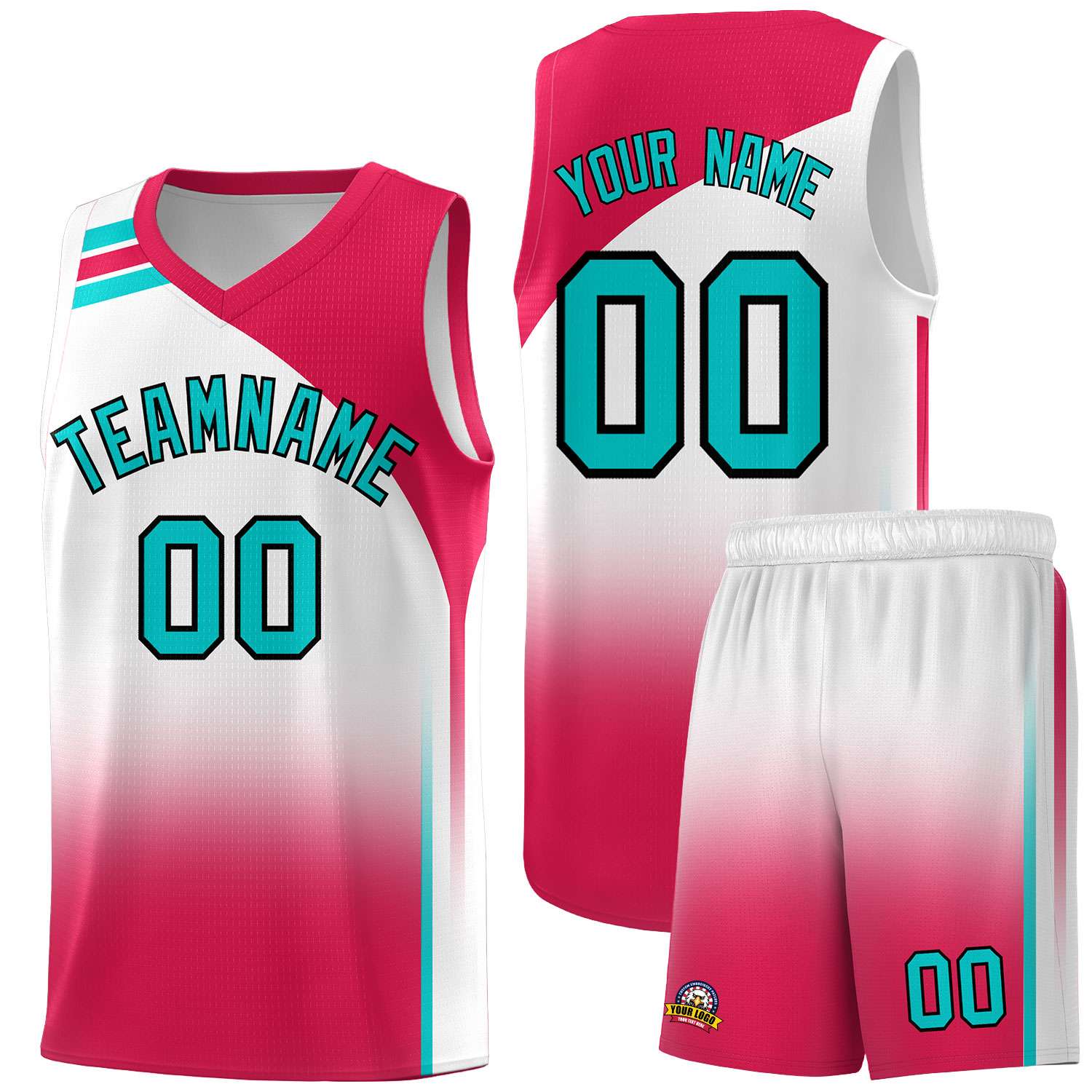 Custom White Red Gradient Fashion Sets Sports Uniform Basketball Jersey
