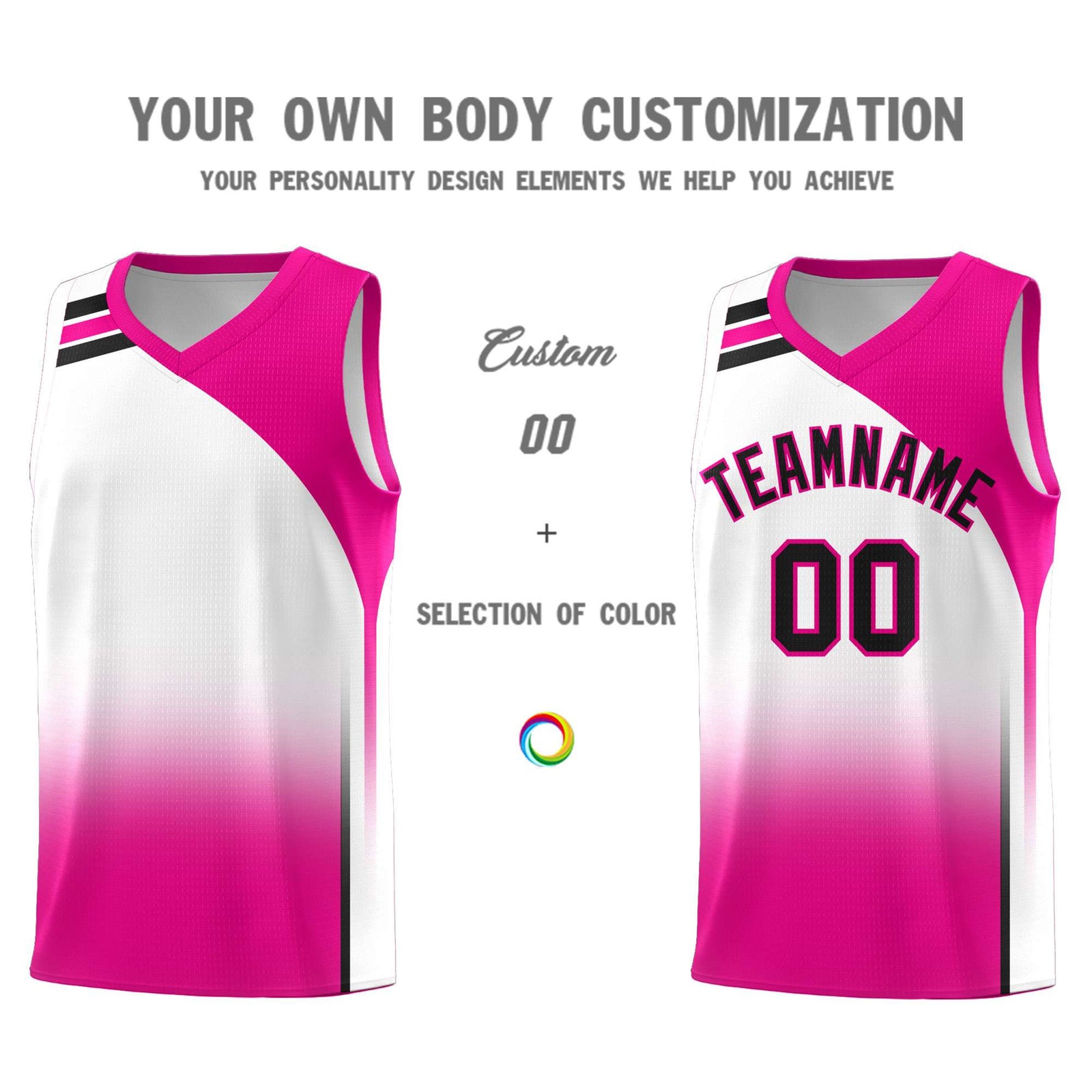 Custom White Pink Gradient Fashion Sets Sports Uniform Basketball Jersey