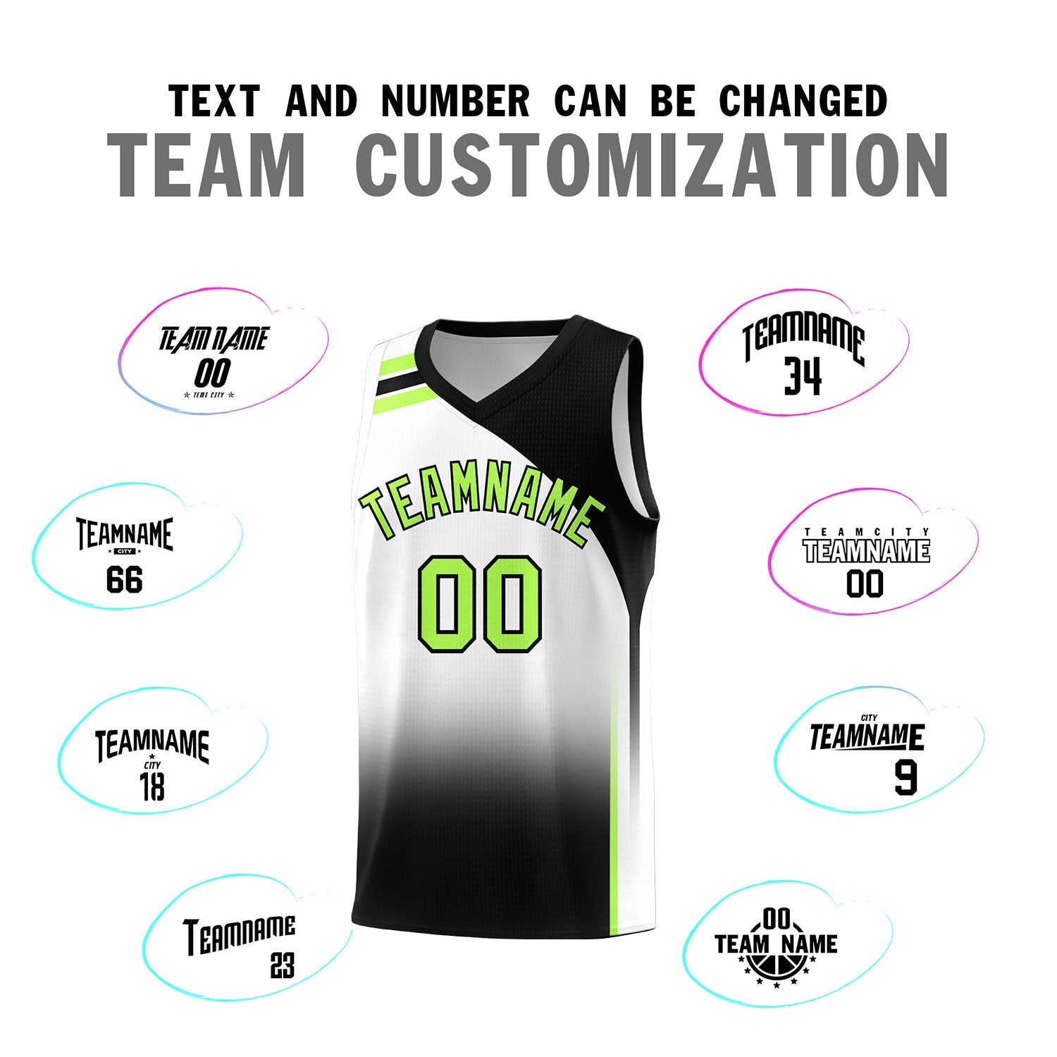 Custom White Black Gradient Fashion Sets Sports Uniform Basketball Jersey