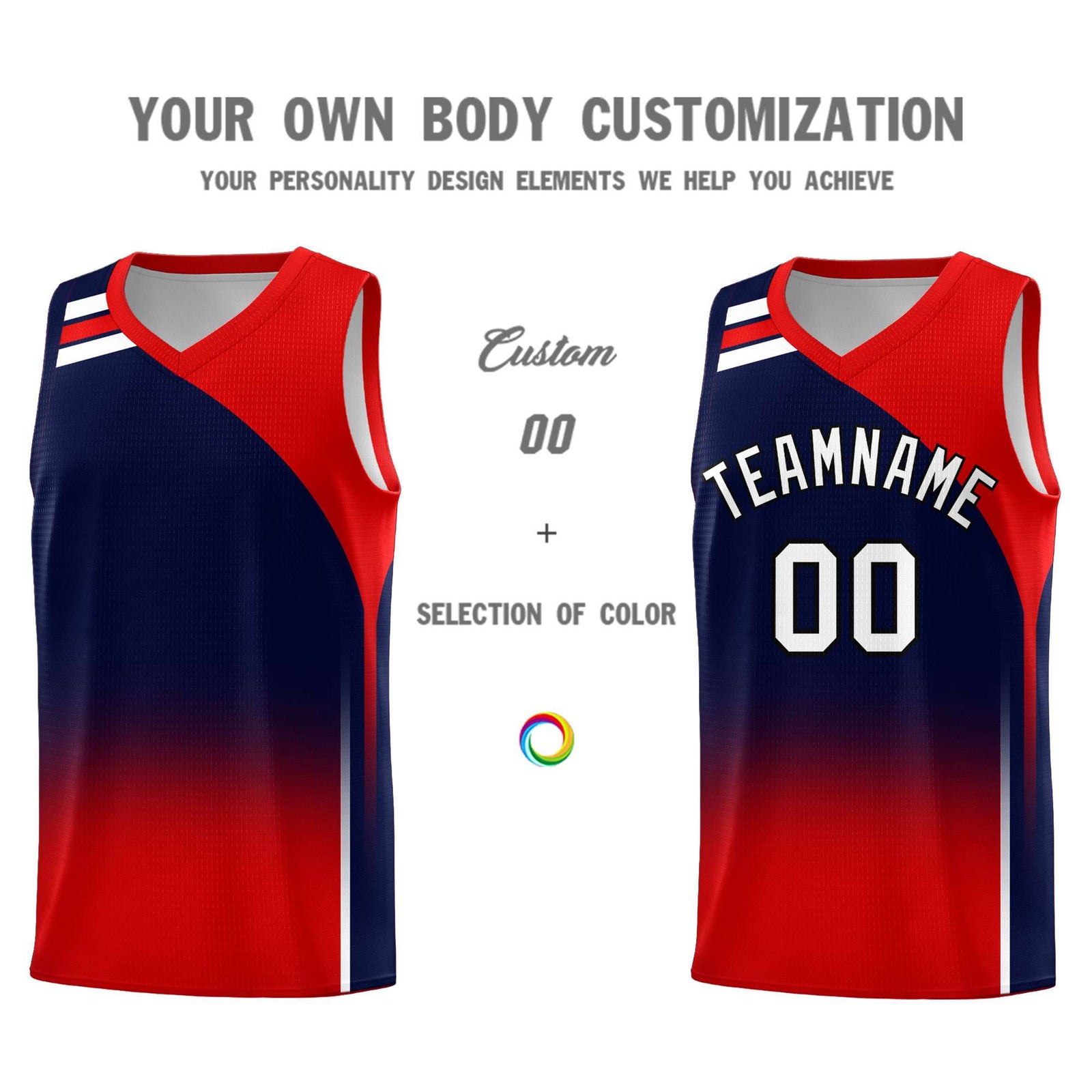 Custom Navy Red Gradient Fashion Sets Sports Uniform Basketball Jersey