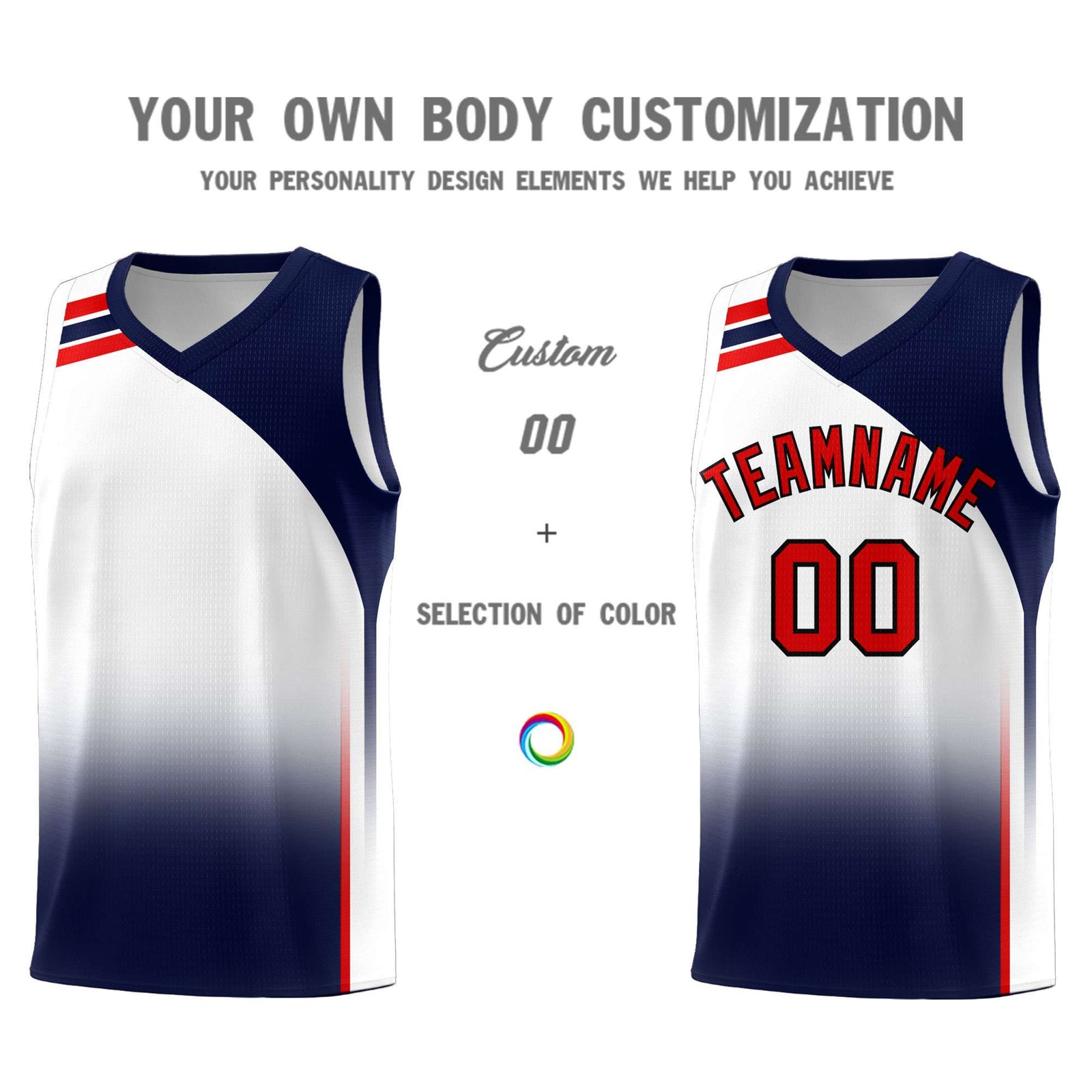 Custom White Navy Gradient Fashion Sets Sports Uniform Basketball Jersey