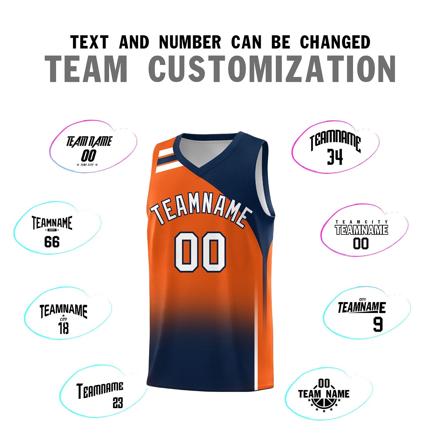 Custom Orange Navy Gradient Fashion Sets Sports Uniform Basketball Jersey