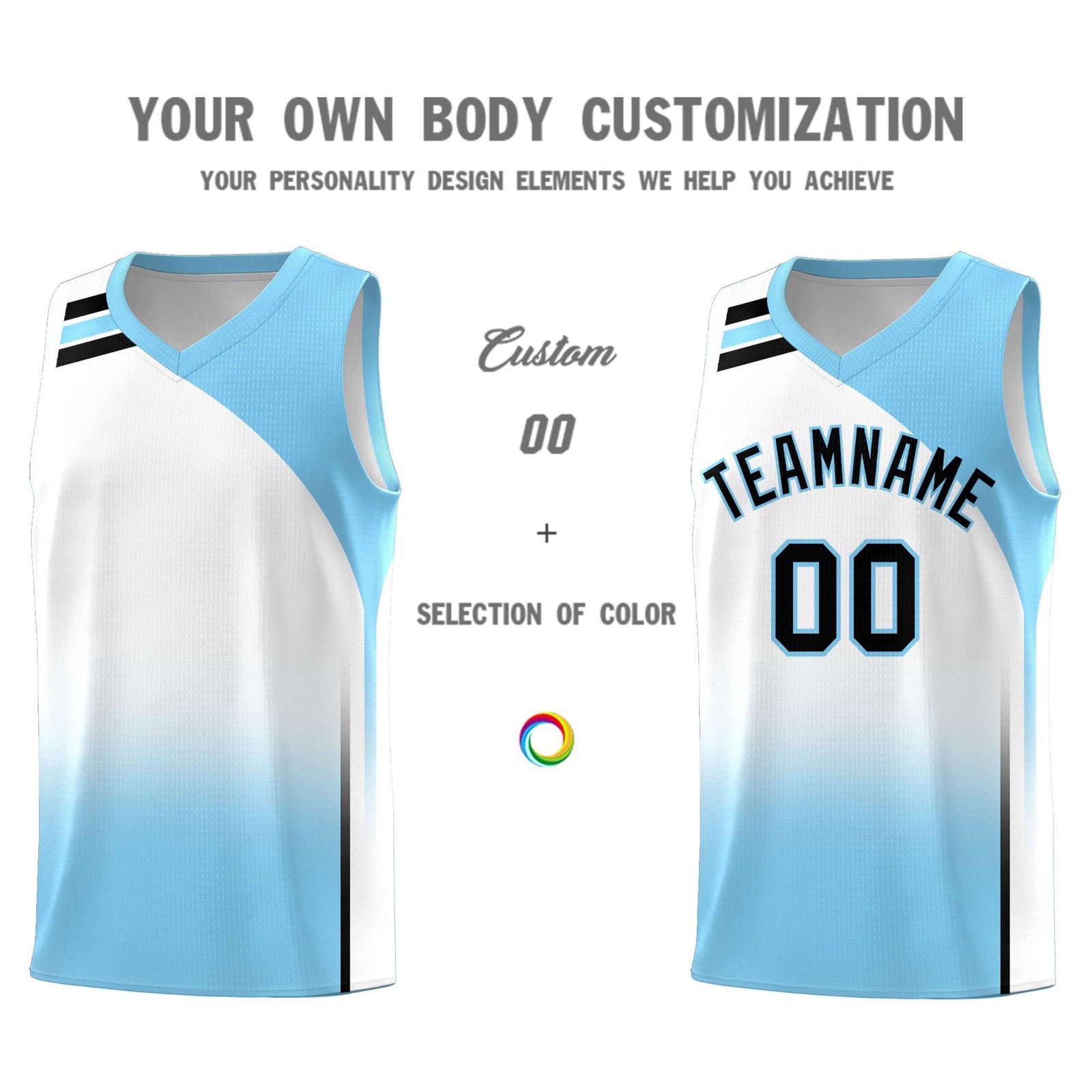 Custom Light Blue White Gradient Fashion Sets Sports Uniform Basketball Jersey