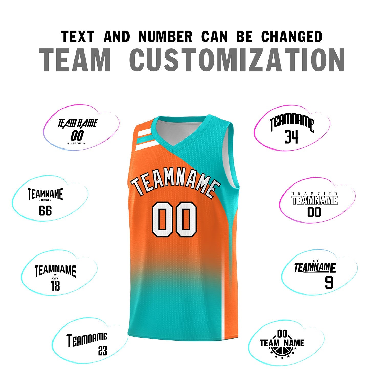 Custom Orange Aqua Gradient Fashion Sets Sports Uniform Basketball Jersey