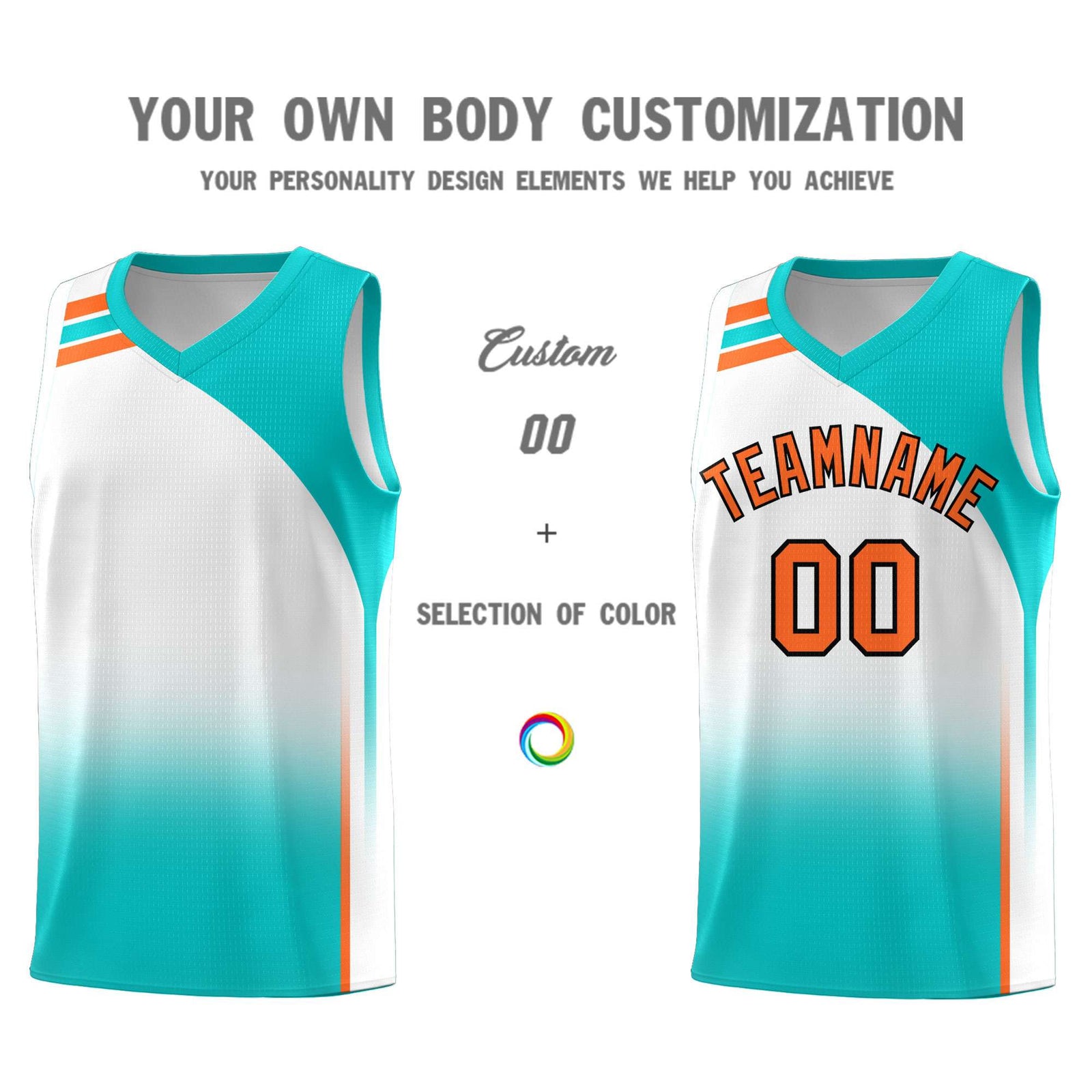 Custom White Aqua Gradient Fashion Sets Sports Uniform Basketball Jersey