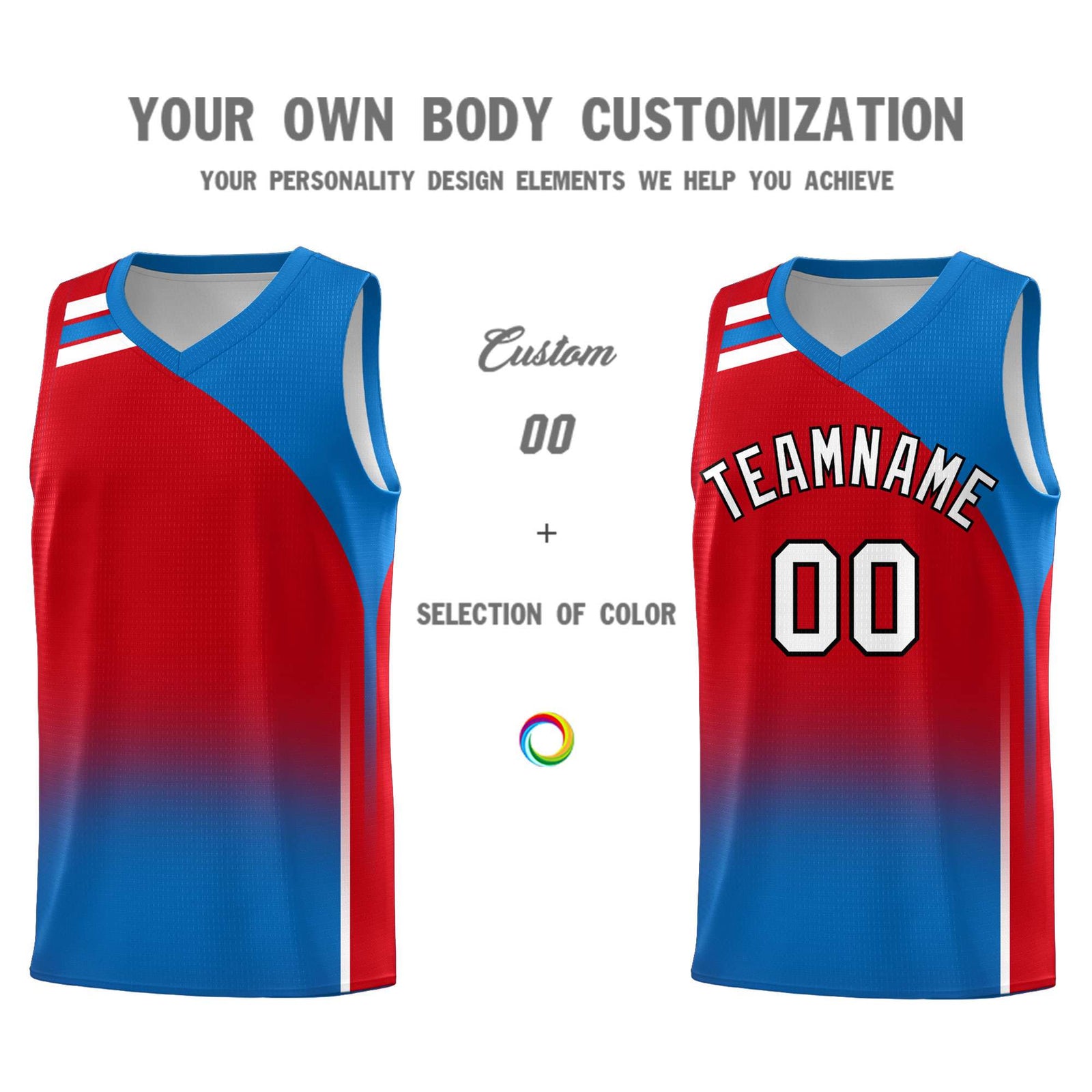 Custom Red Royal Gradient Fashion Sets Sports Uniform Basketball Jersey