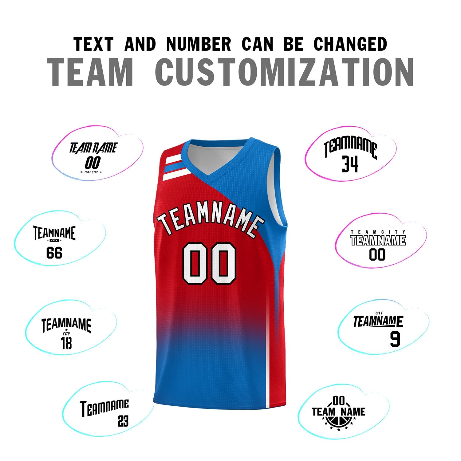 Custom Red Royal Gradient Fashion Sets Sports Uniform Basketball Jersey