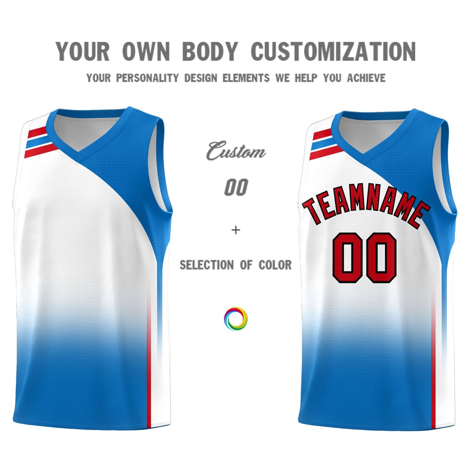 Custom White Royal Gradient Fashion Sets Sports Uniform Basketball Jersey
