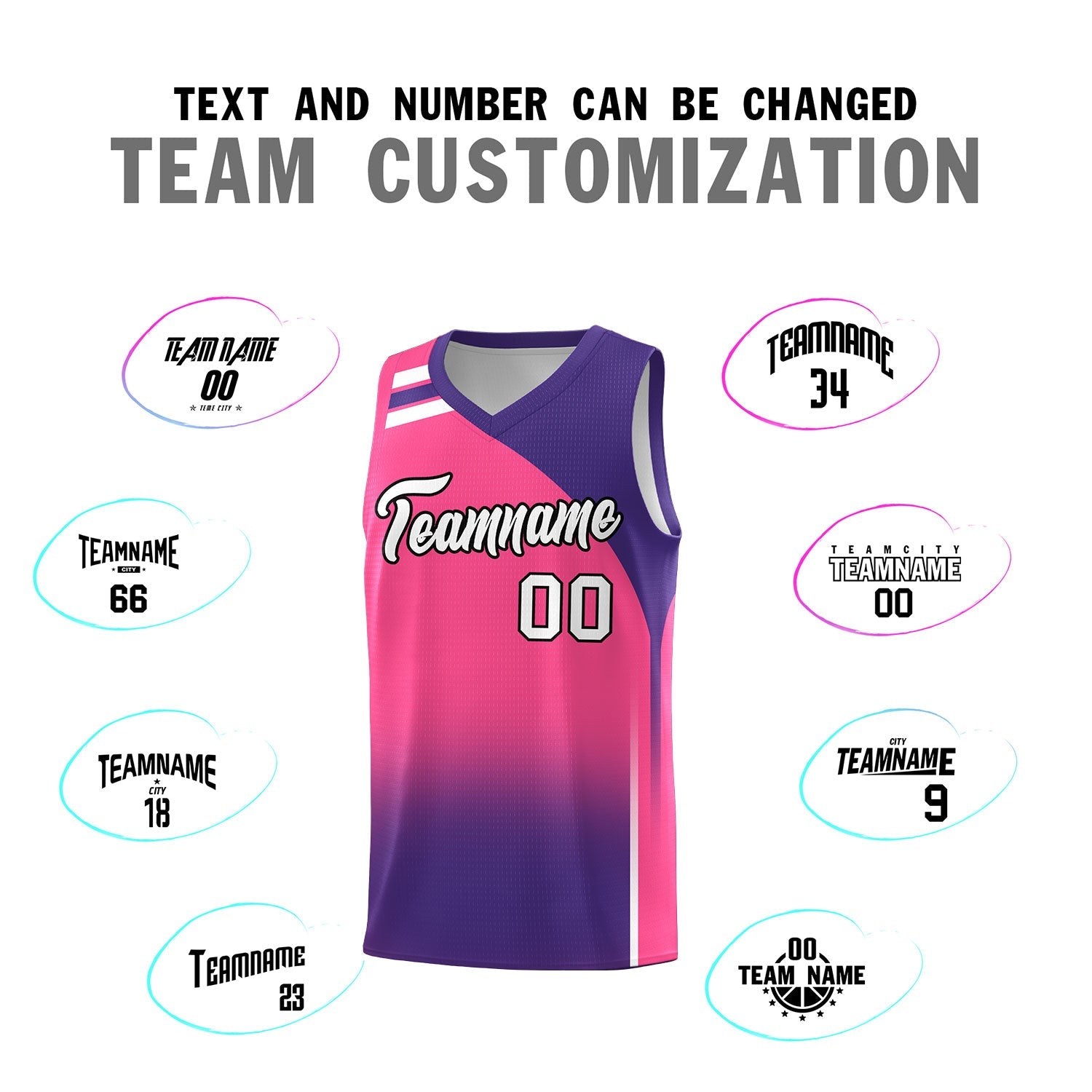 Custom Pink Purple Gradient Fashion Sets Sports Uniform Basketball Jersey