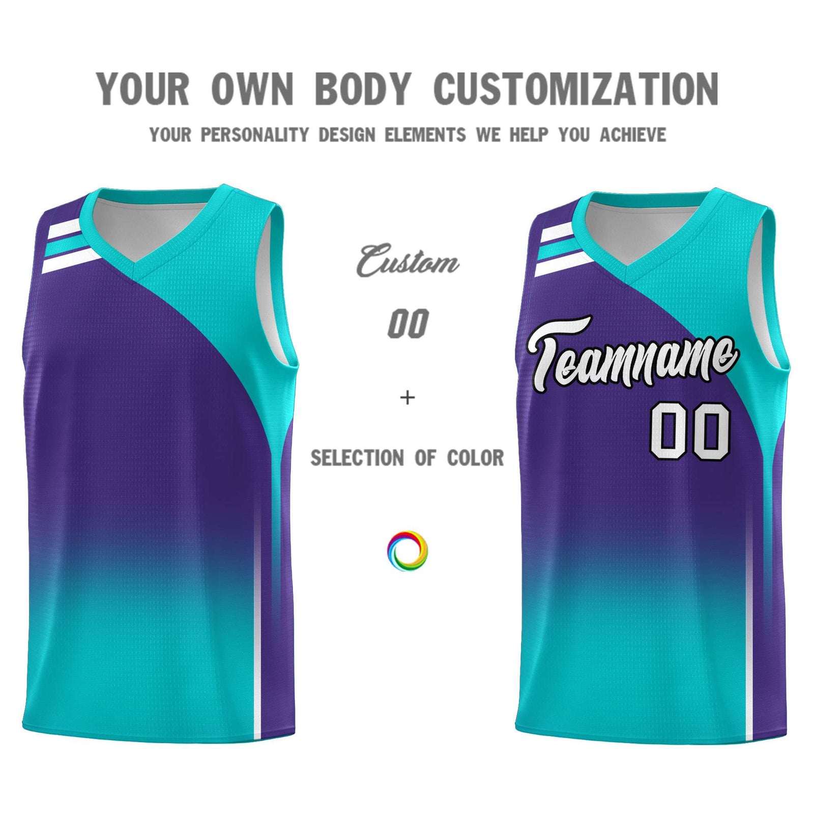 Custom Purple Aqua Gradient Fashion Sets Sports Uniform Basketball Jersey