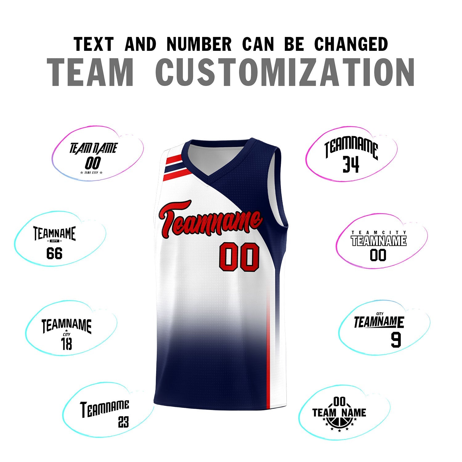 Custom White Navy Gradient Fashion Sets Sports Uniform Basketball Jersey