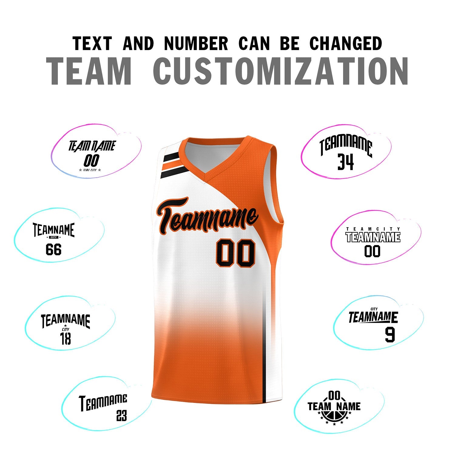 Custom White Orange Gradient Fashion Sets Sports Uniform Basketball Jersey