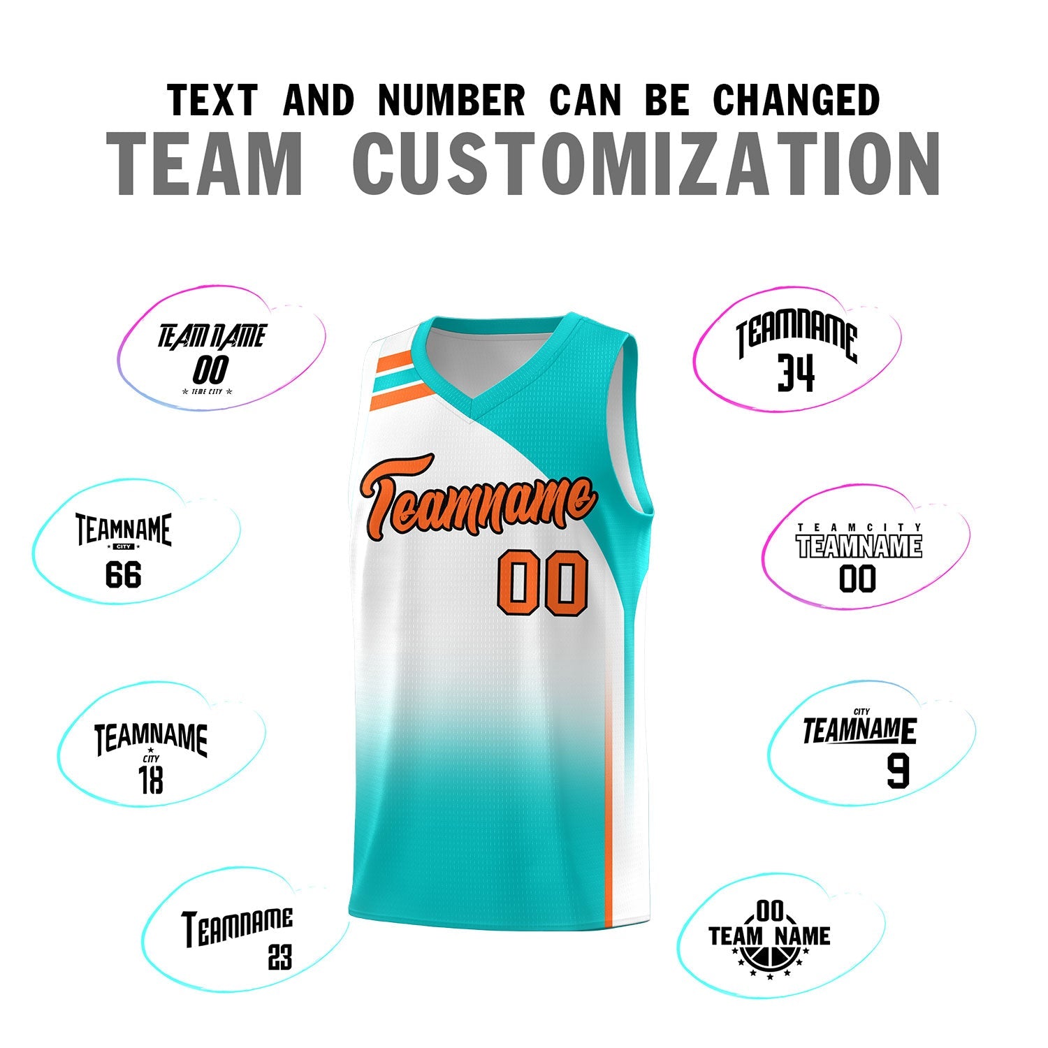 Custom White Aqua Gradient Fashion Sets Sports Uniform Basketball Jersey