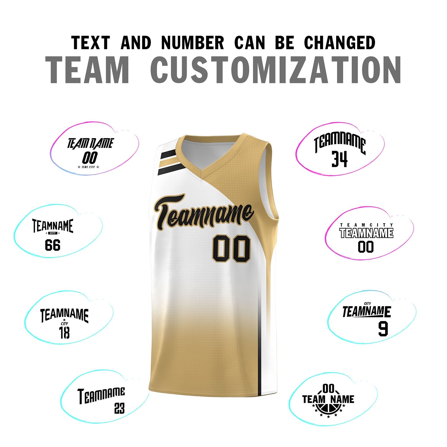 Custom White Old Gold Gradient Fashion Sets Sports Uniform Basketball Jersey