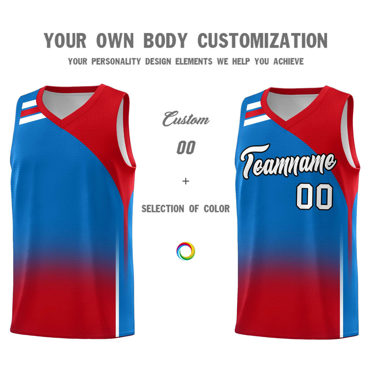 Custom Royal Red Gradient Fashion Sets Sports Uniform Basketball Jersey