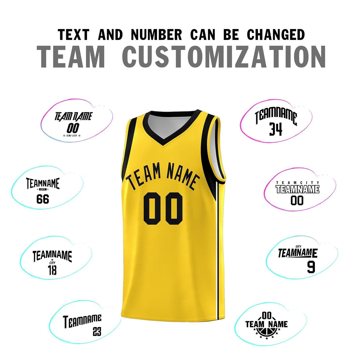 Custom Gold Black Sleeve Color Blocking Classic Sports Uniform Basketball Jersey