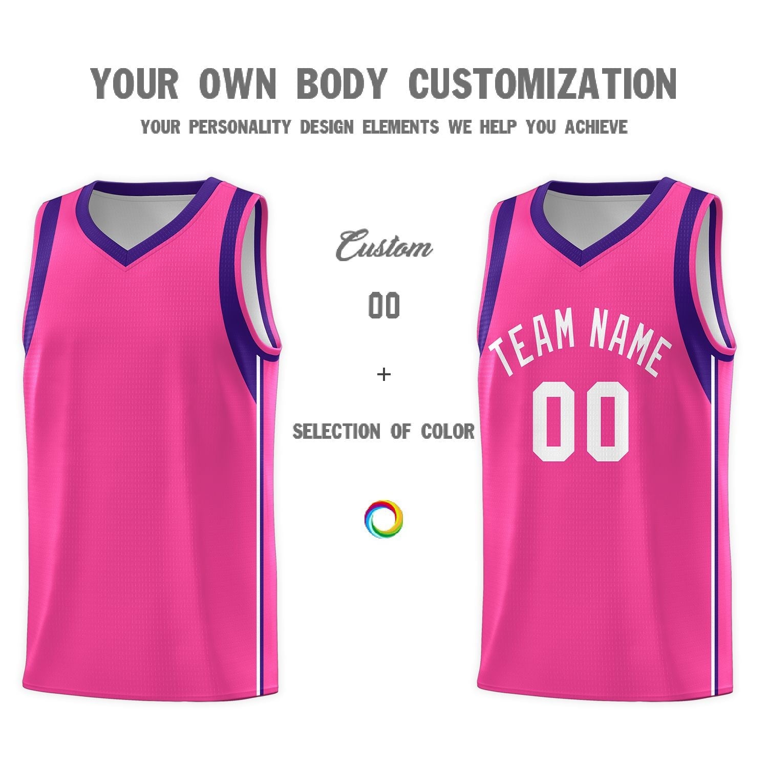 Custom Pink White Sleeve Color Blocking Classic Sports Uniform Basketball Jersey