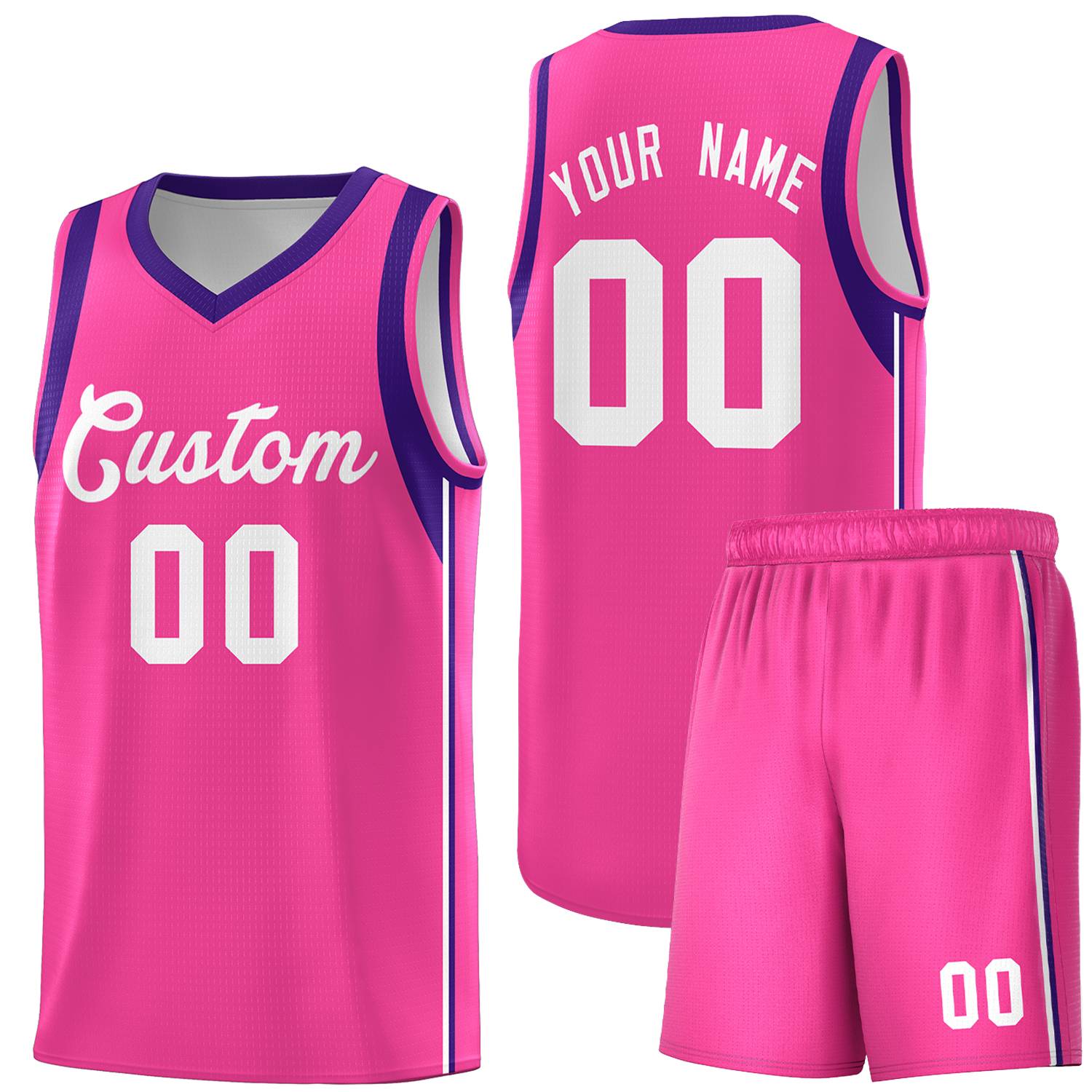 Custom Pink White Sleeve Color Blocking Classic Sports Uniform Basketball Jersey