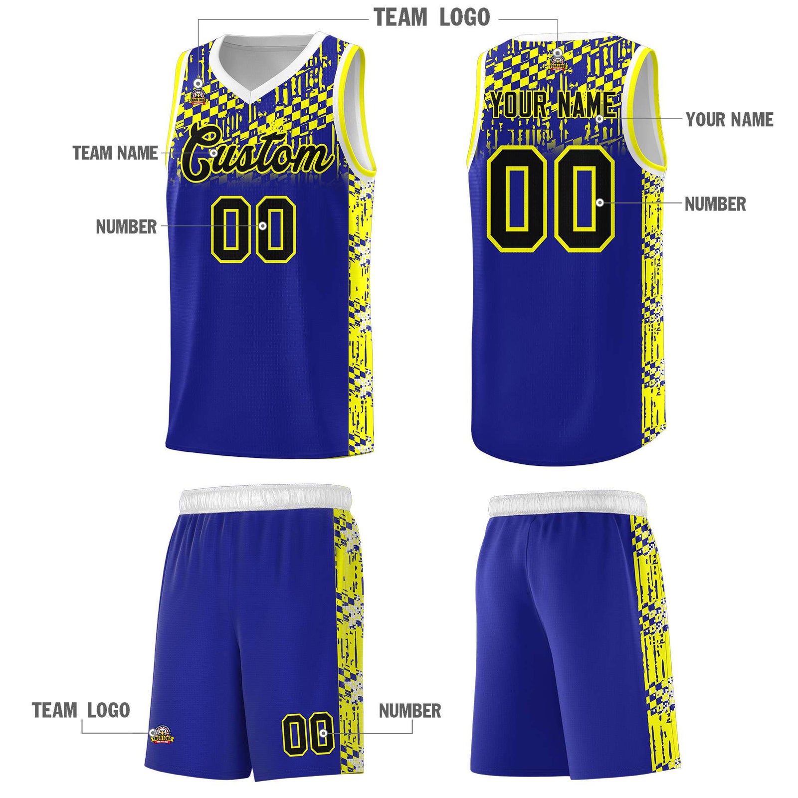 Custom Royal Mosaic Stars Pattern Sports Uniform Basketball Jersey