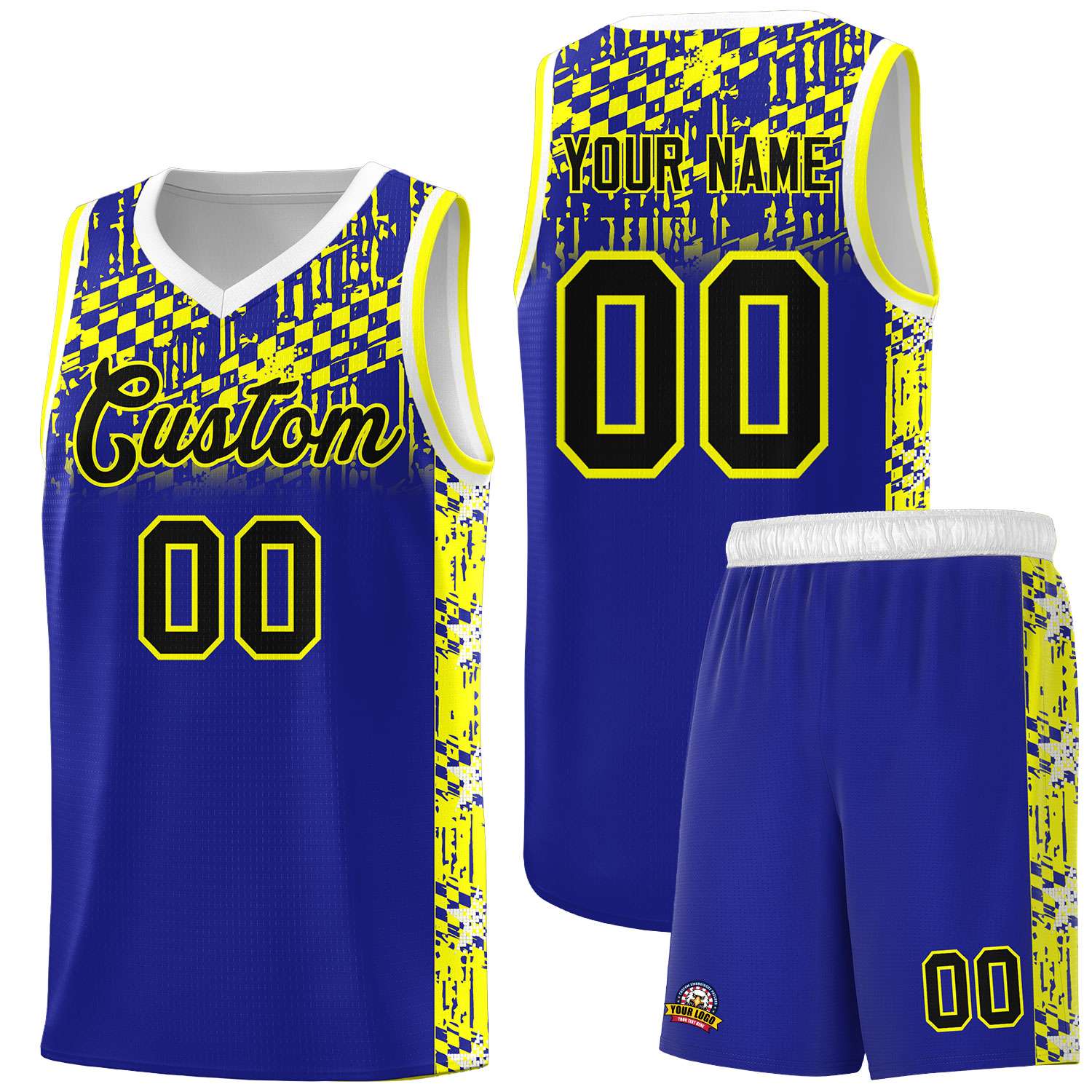 Custom Royal Mosaic Stars Pattern Sports Uniform Basketball Jersey