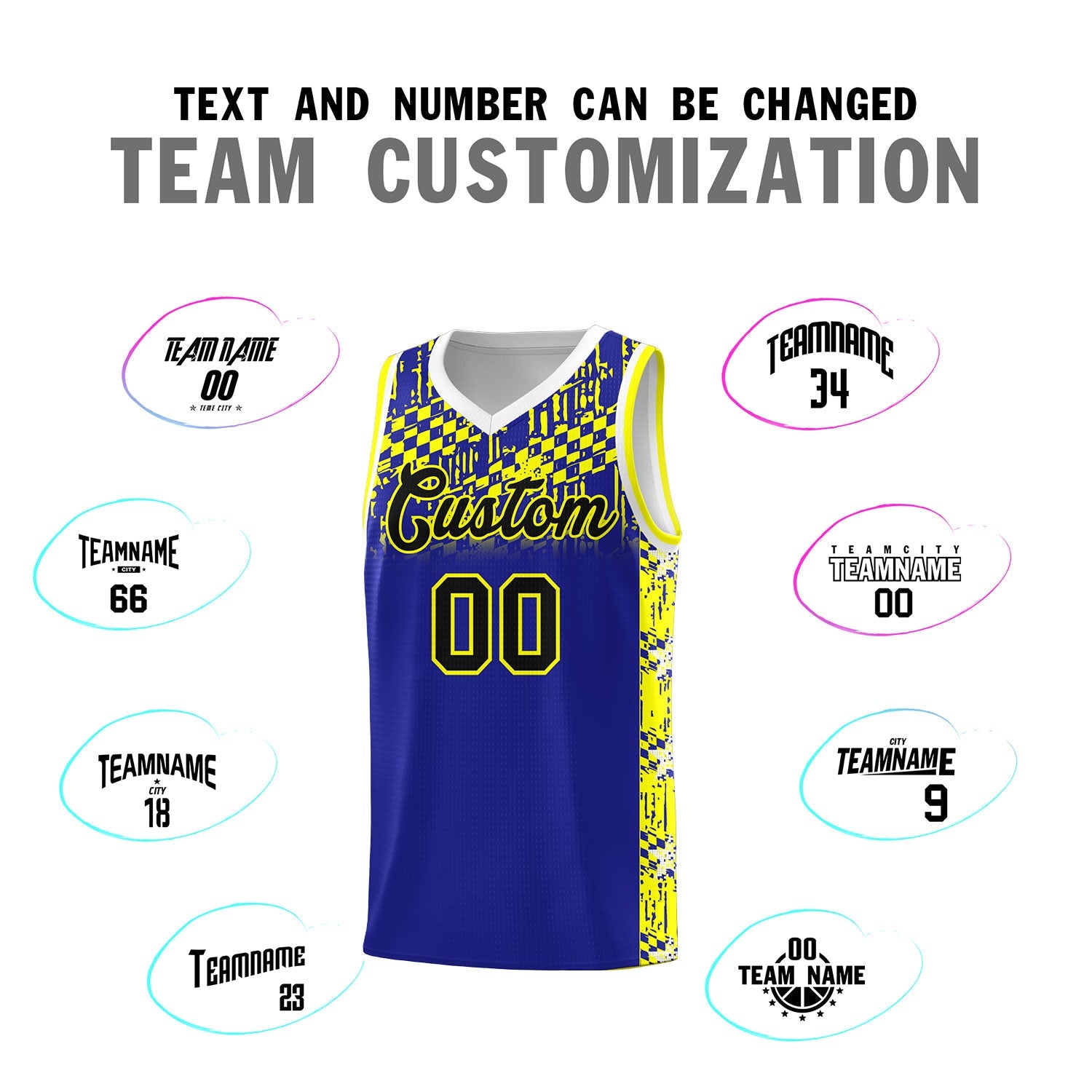 Custom Royal Mosaic Stars Pattern Sports Uniform Basketball Jersey