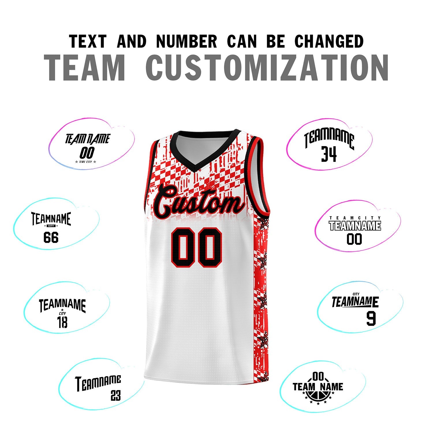 Custom White Mosaic Stars Pattern Sports Uniform Basketball Jersey