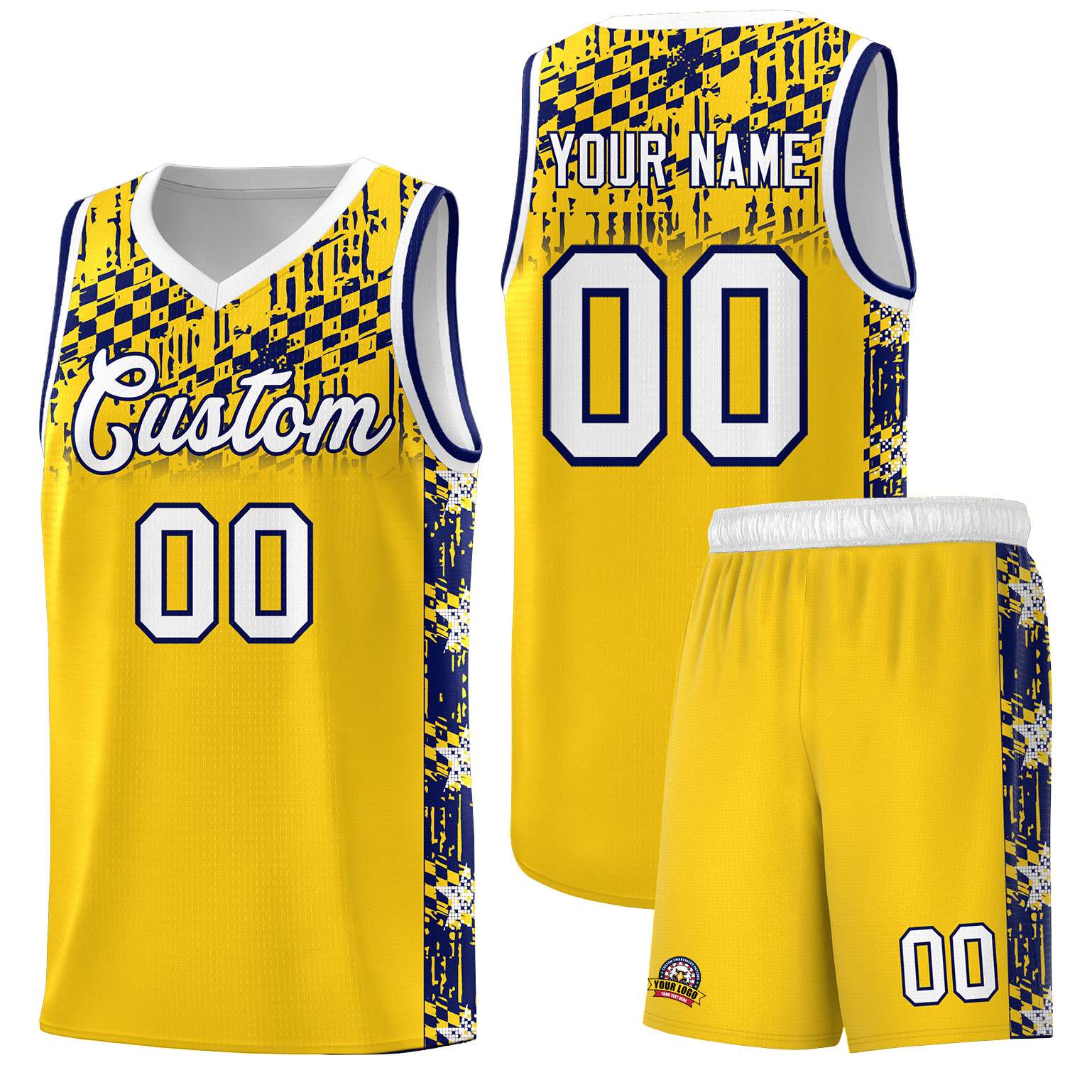 Custom Gold Mosaic Stars Pattern Sports Uniform Basketball Jersey