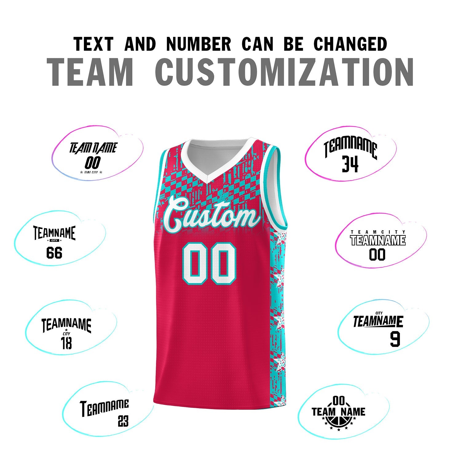 Custom Red Mosaic Stars Pattern Sports Uniform Basketball Jersey